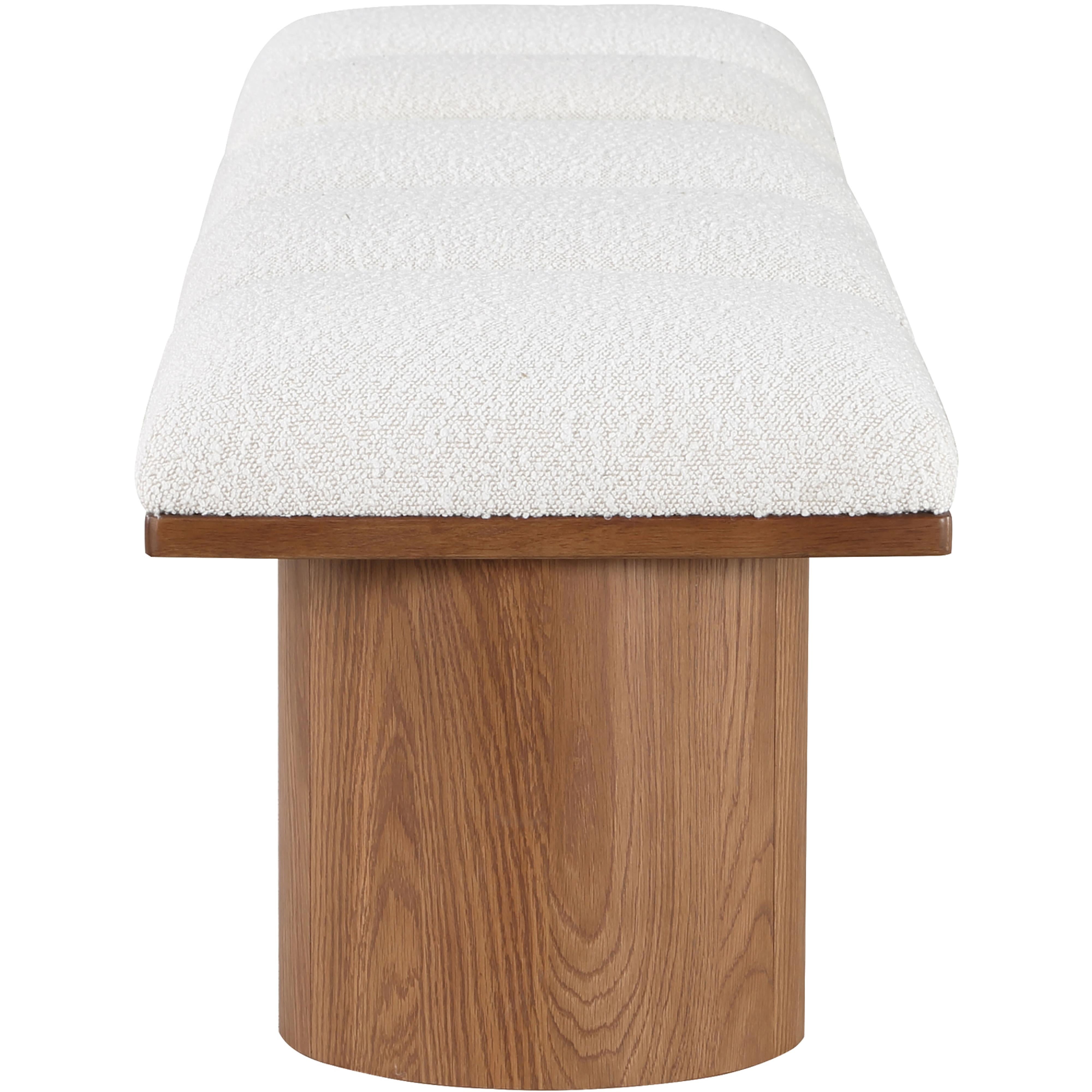 Meridian Pavilion Cream Boucle Fabric Bench