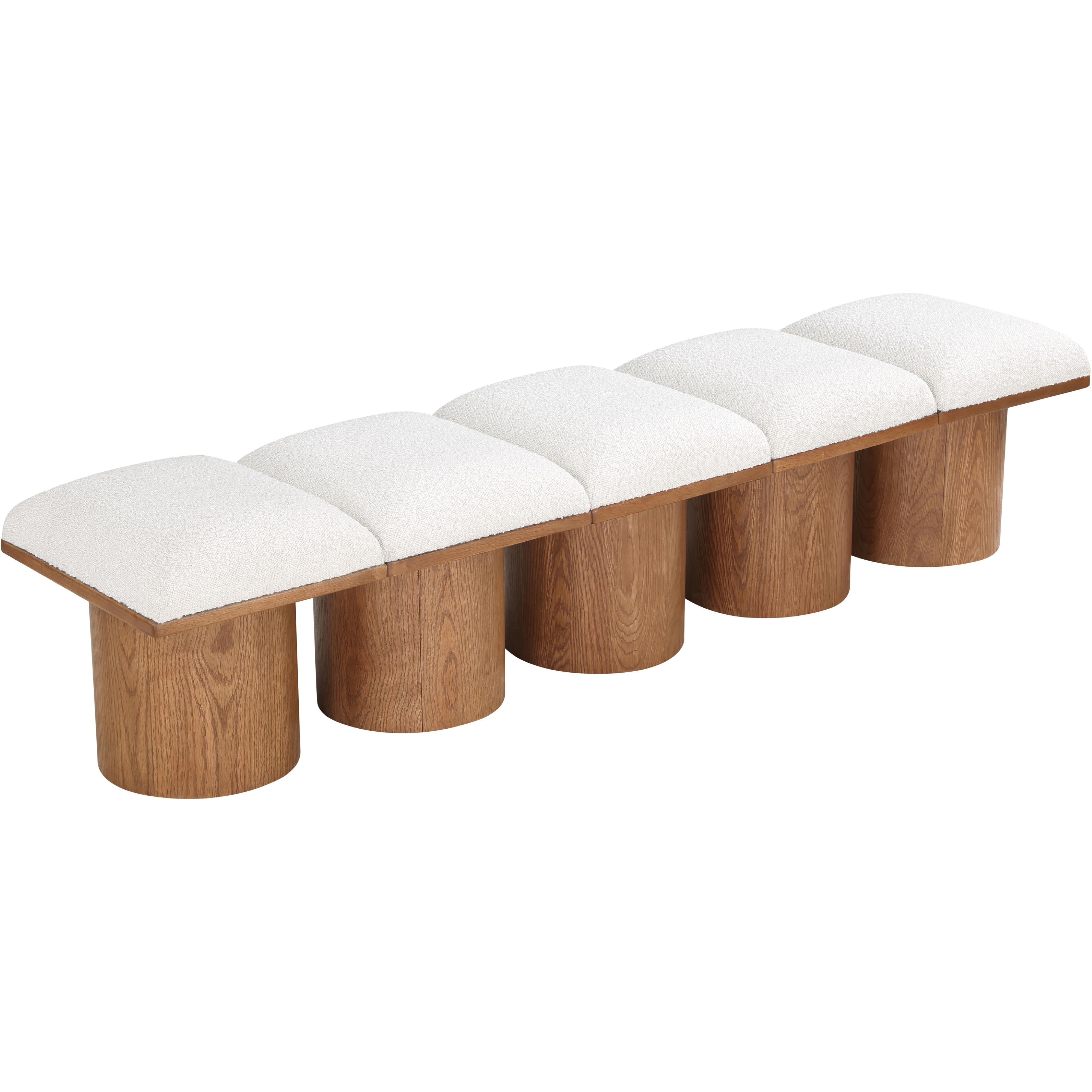 Meridian Pavilion Cream Boucle Fabric Bench