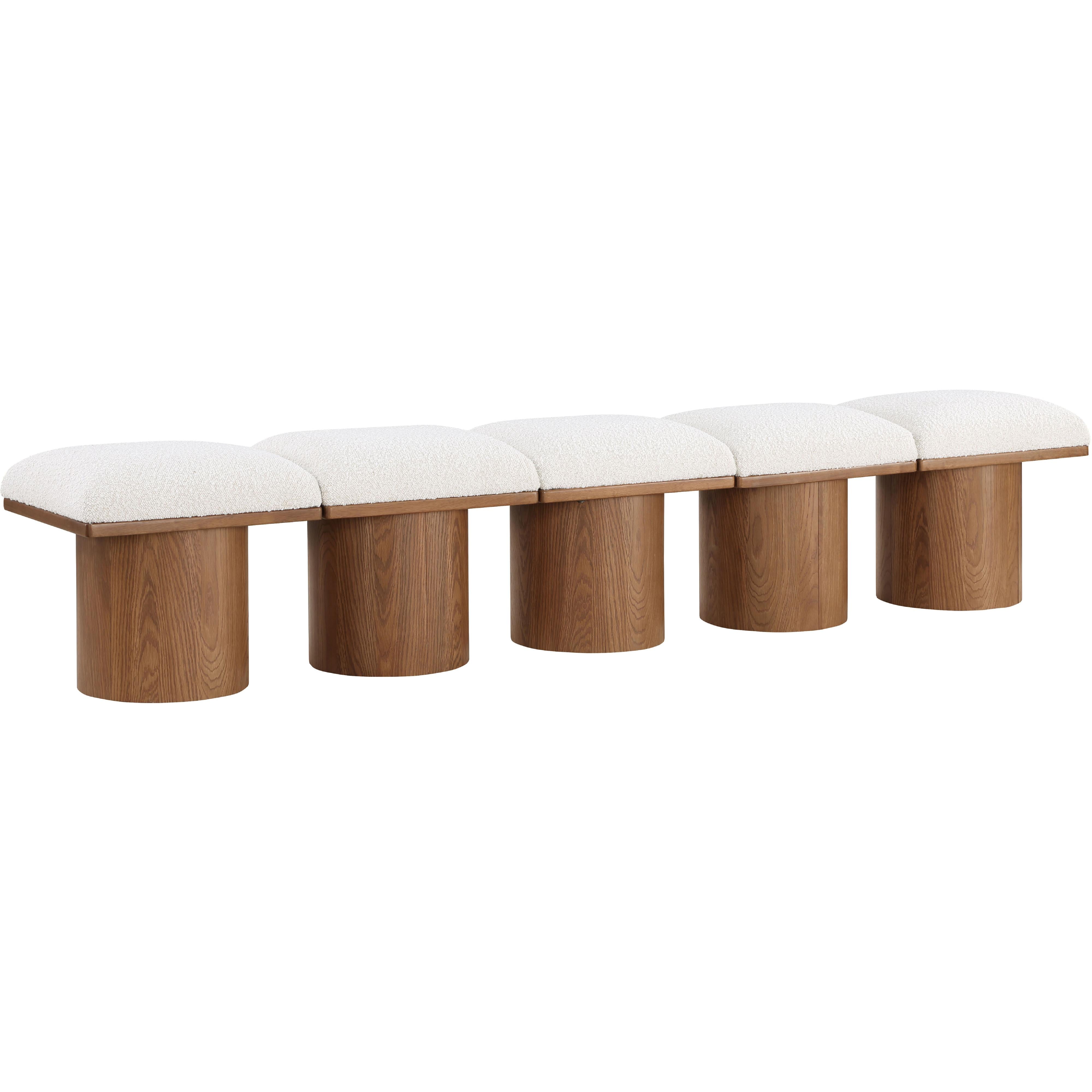 Meridian Pavilion Cream Boucle Fabric Bench