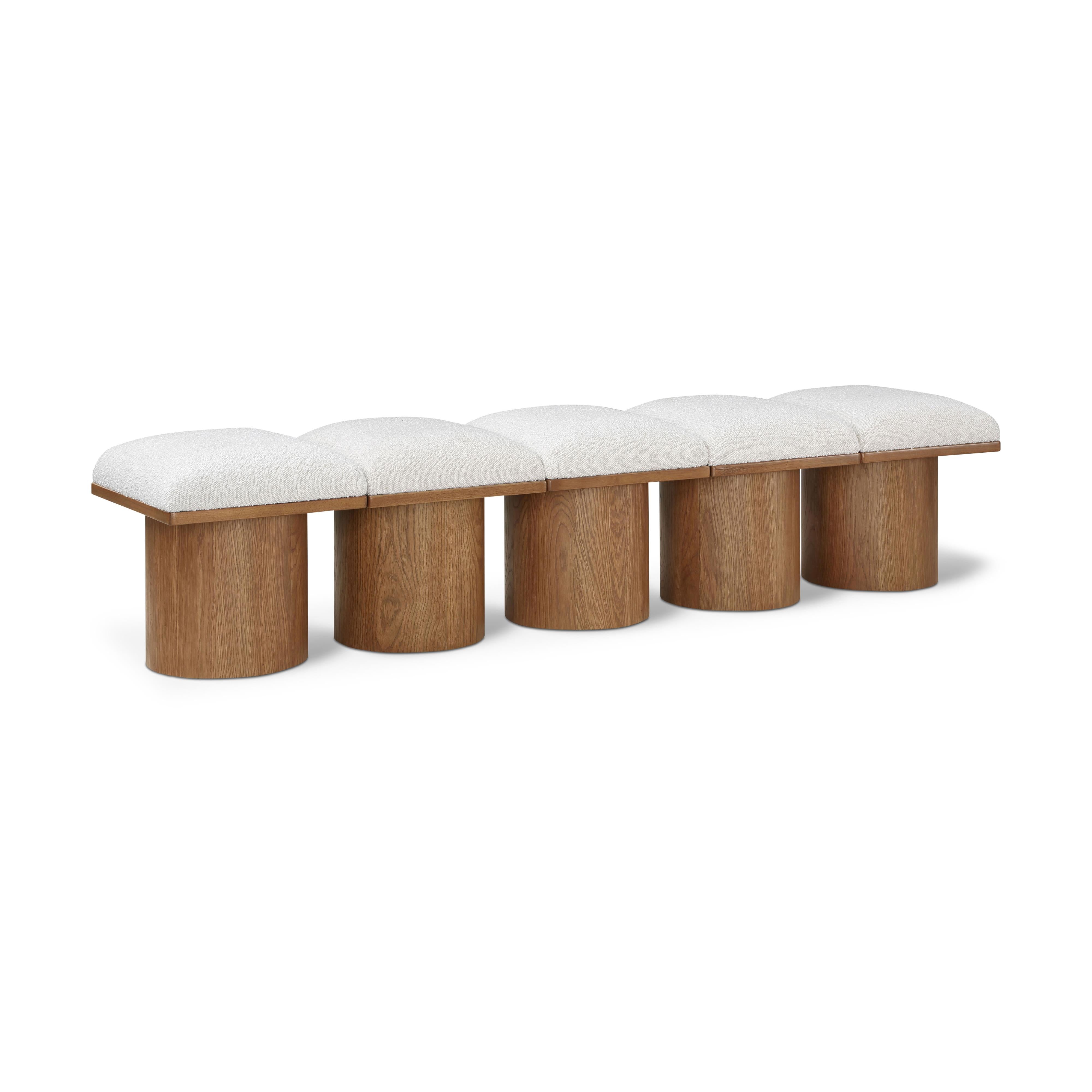 Meridian Pavilion Cream Boucle Fabric Bench