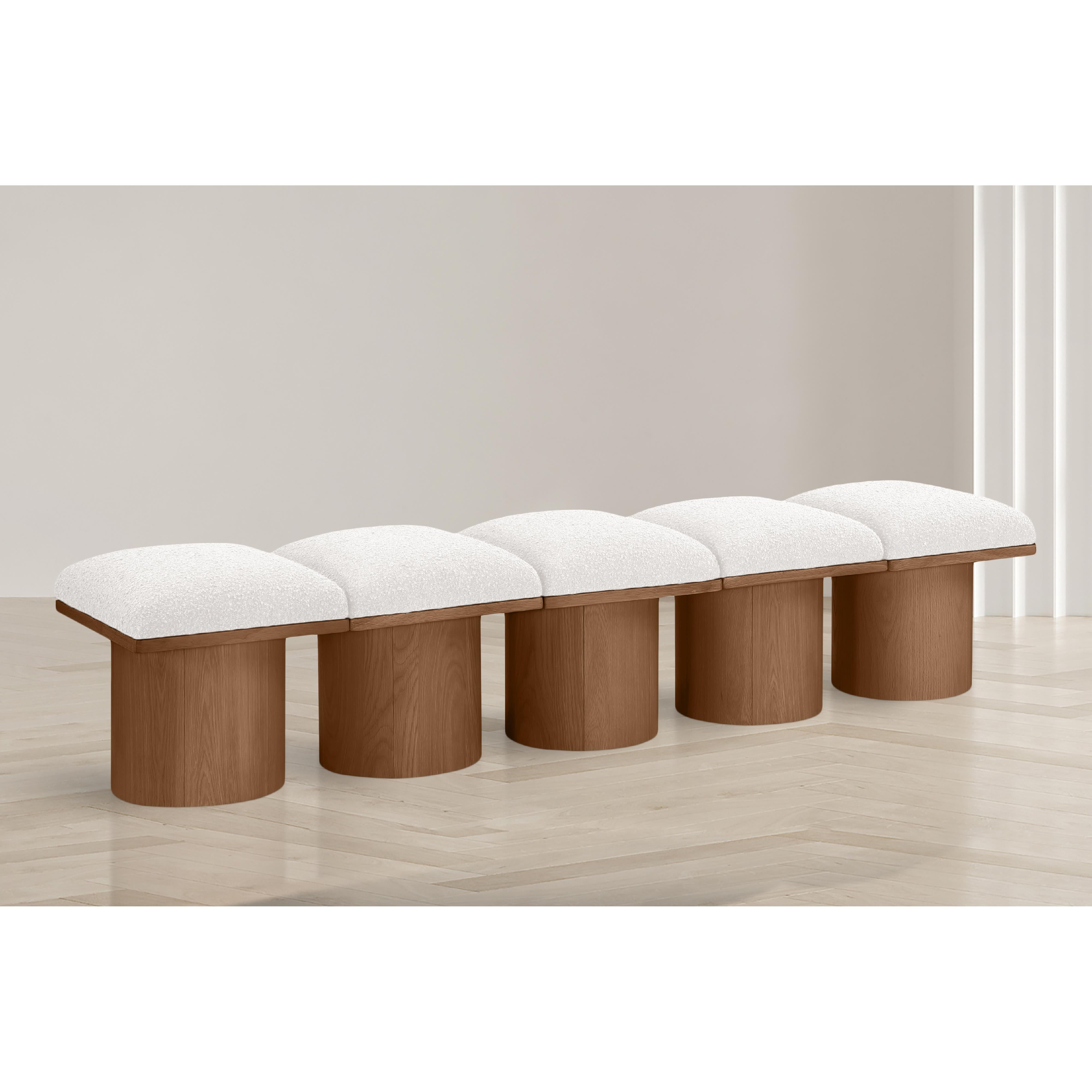 Meridian Pavilion Cream Boucle Fabric Bench
