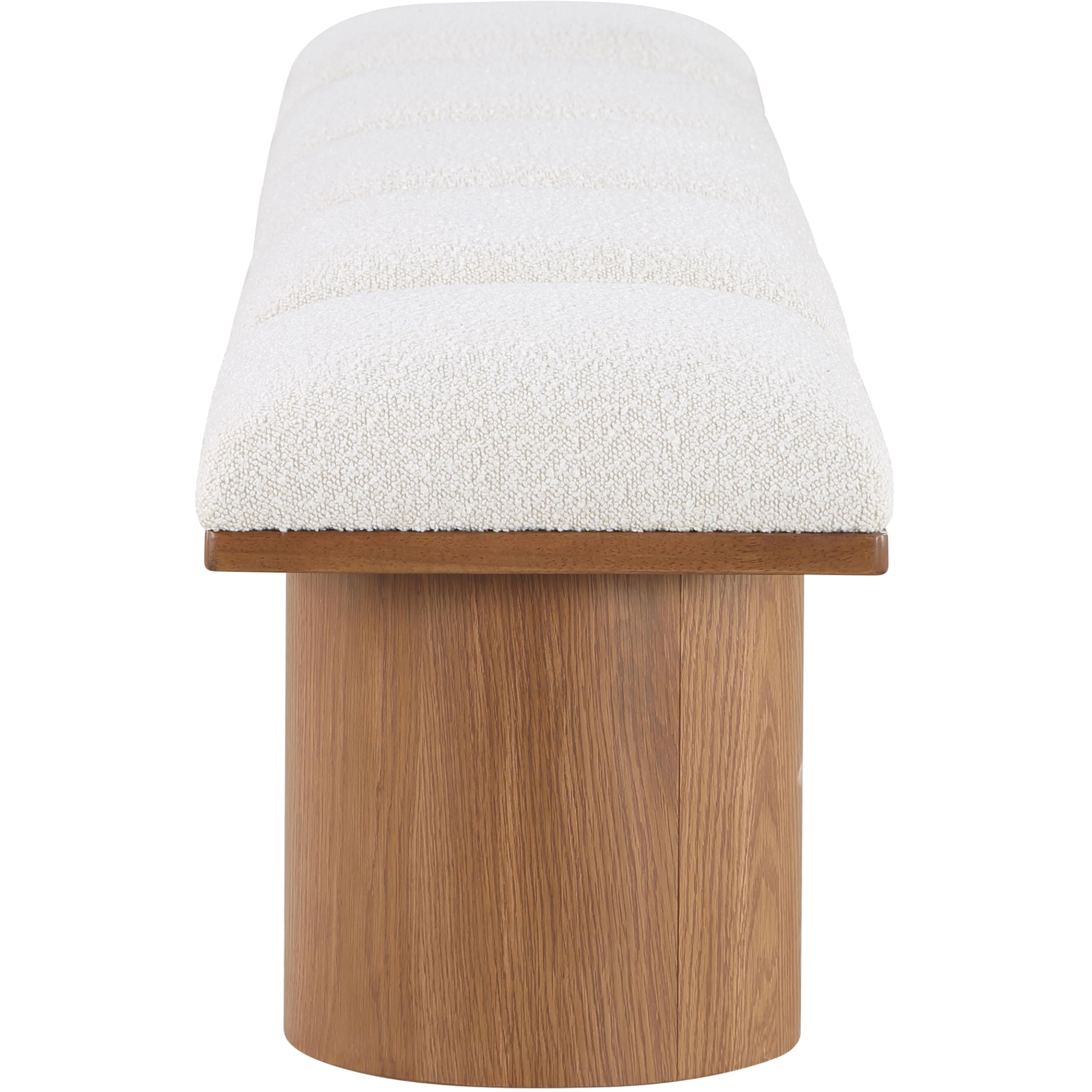 Meridian Pavilion Cream Boucle Fabric Bench