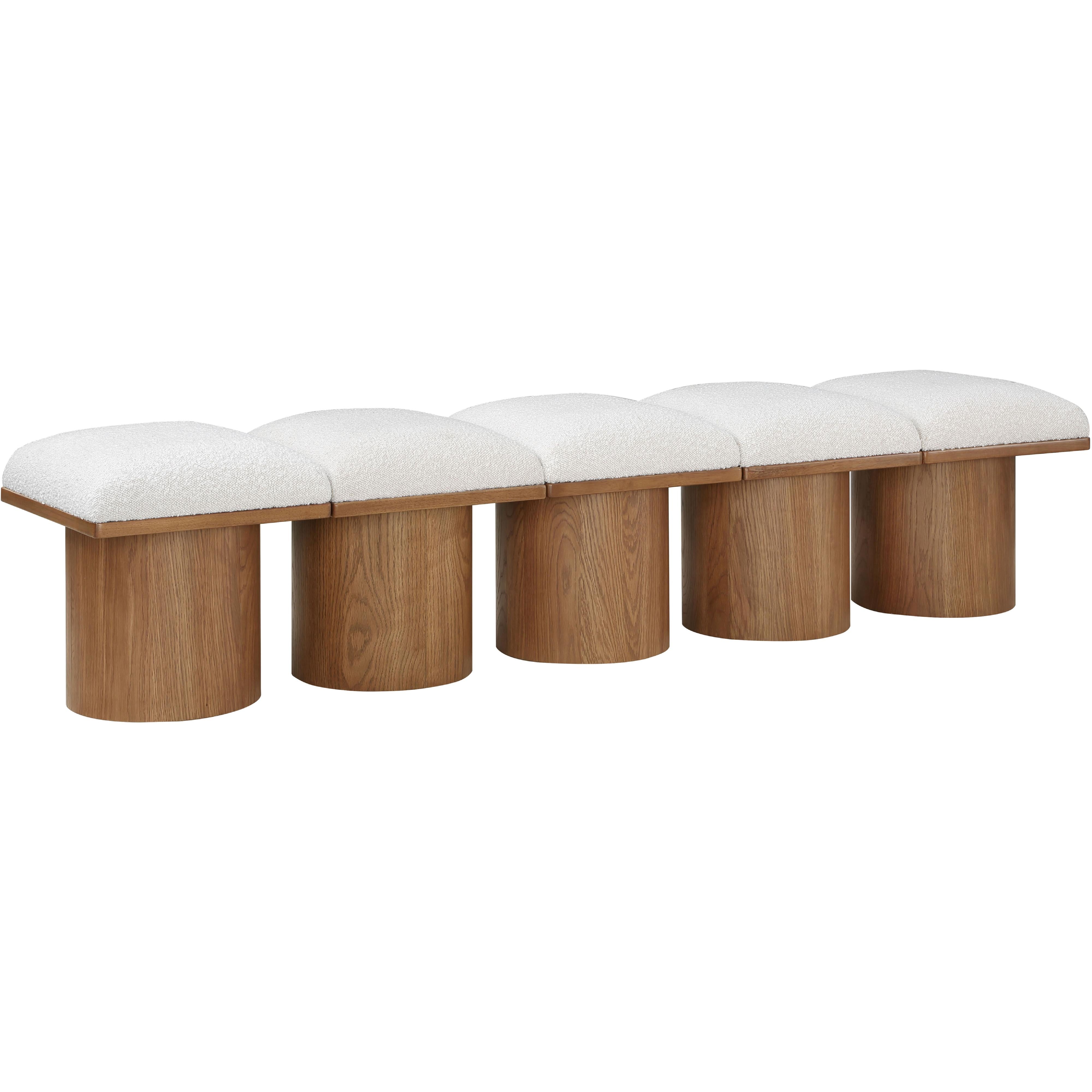 Meridian Pavilion Cream Boucle Fabric Bench