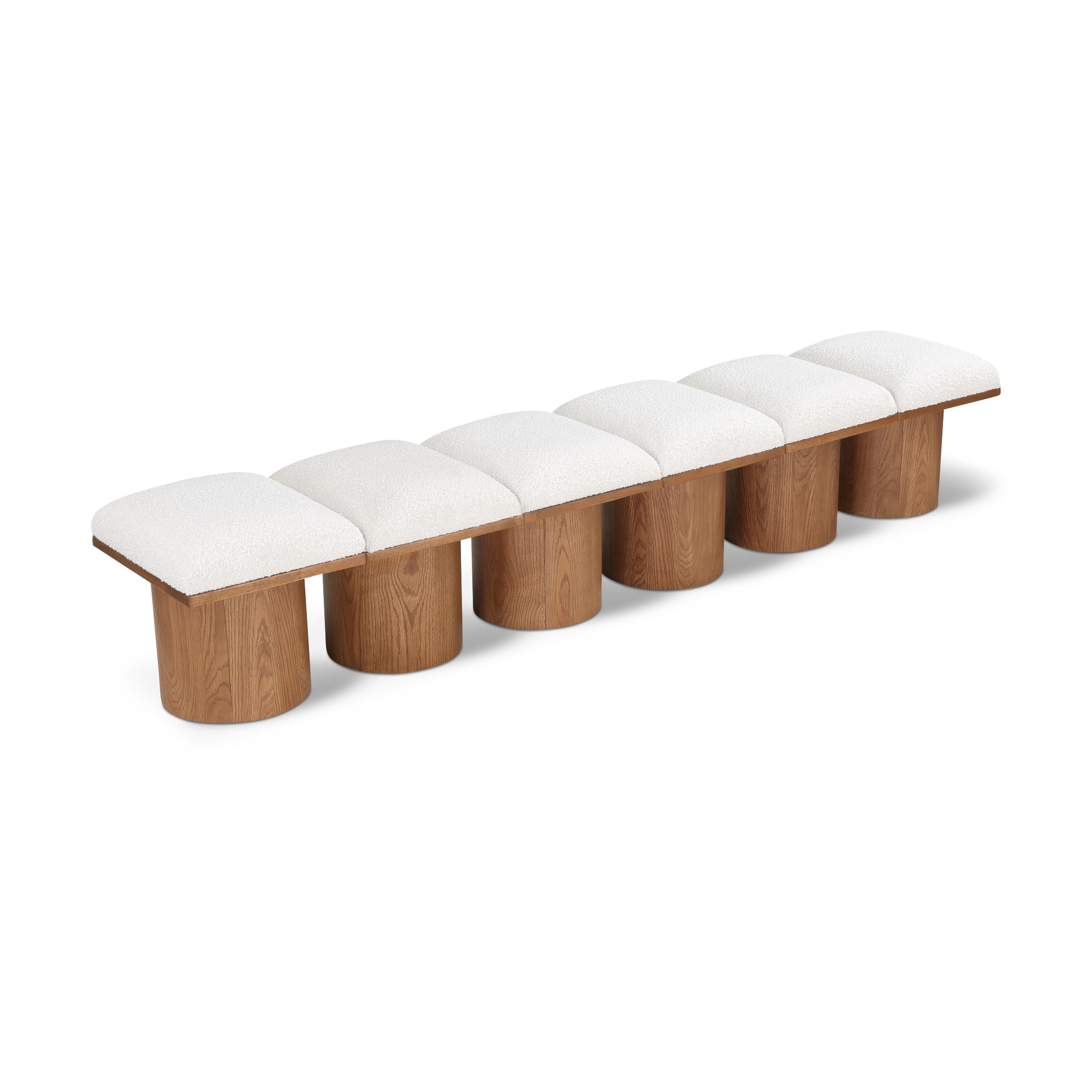 Meridian Pavilion Cream Boucle Fabric Bench