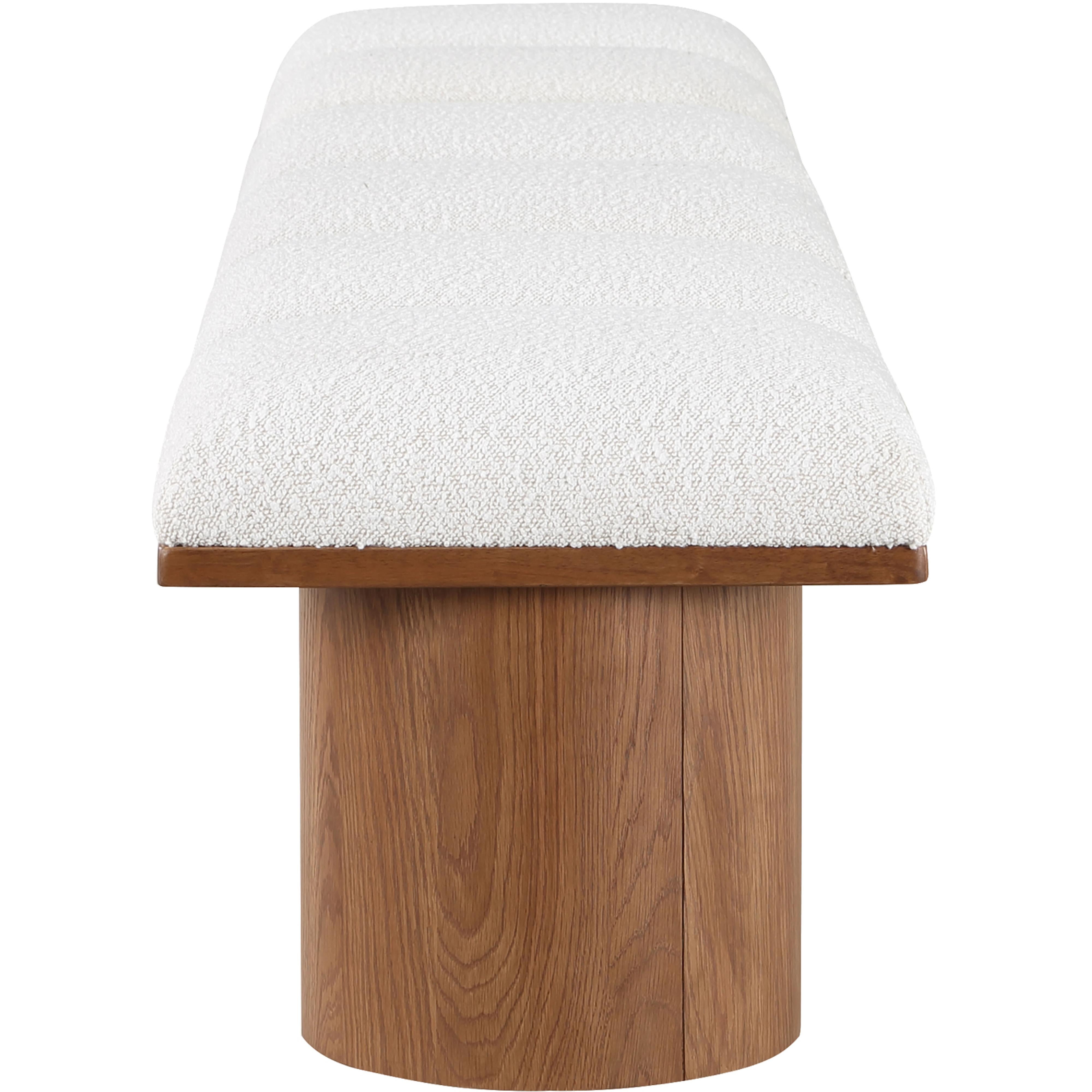 Meridian Pavilion Cream Boucle Fabric Bench