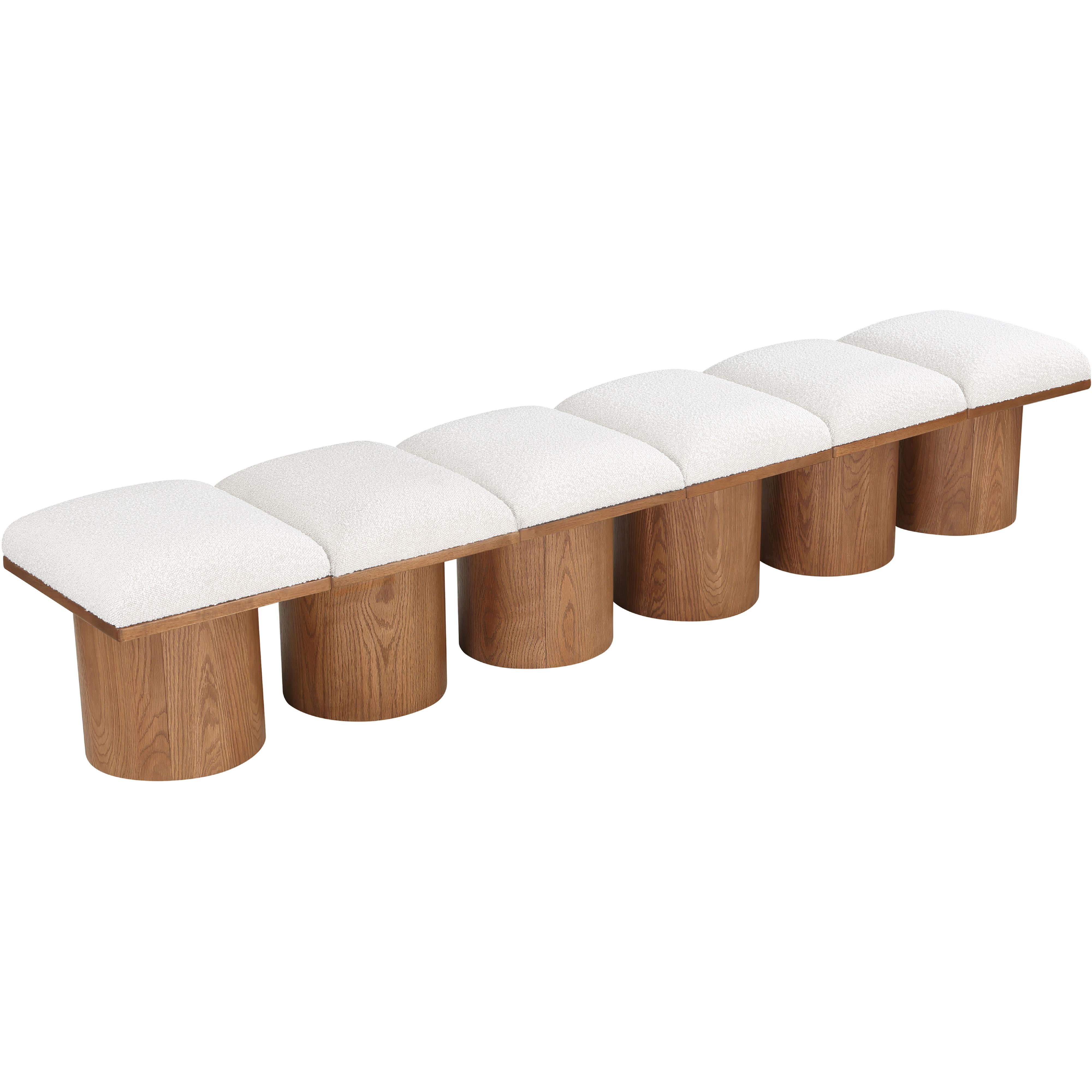 Meridian Pavilion Cream Boucle Fabric Bench