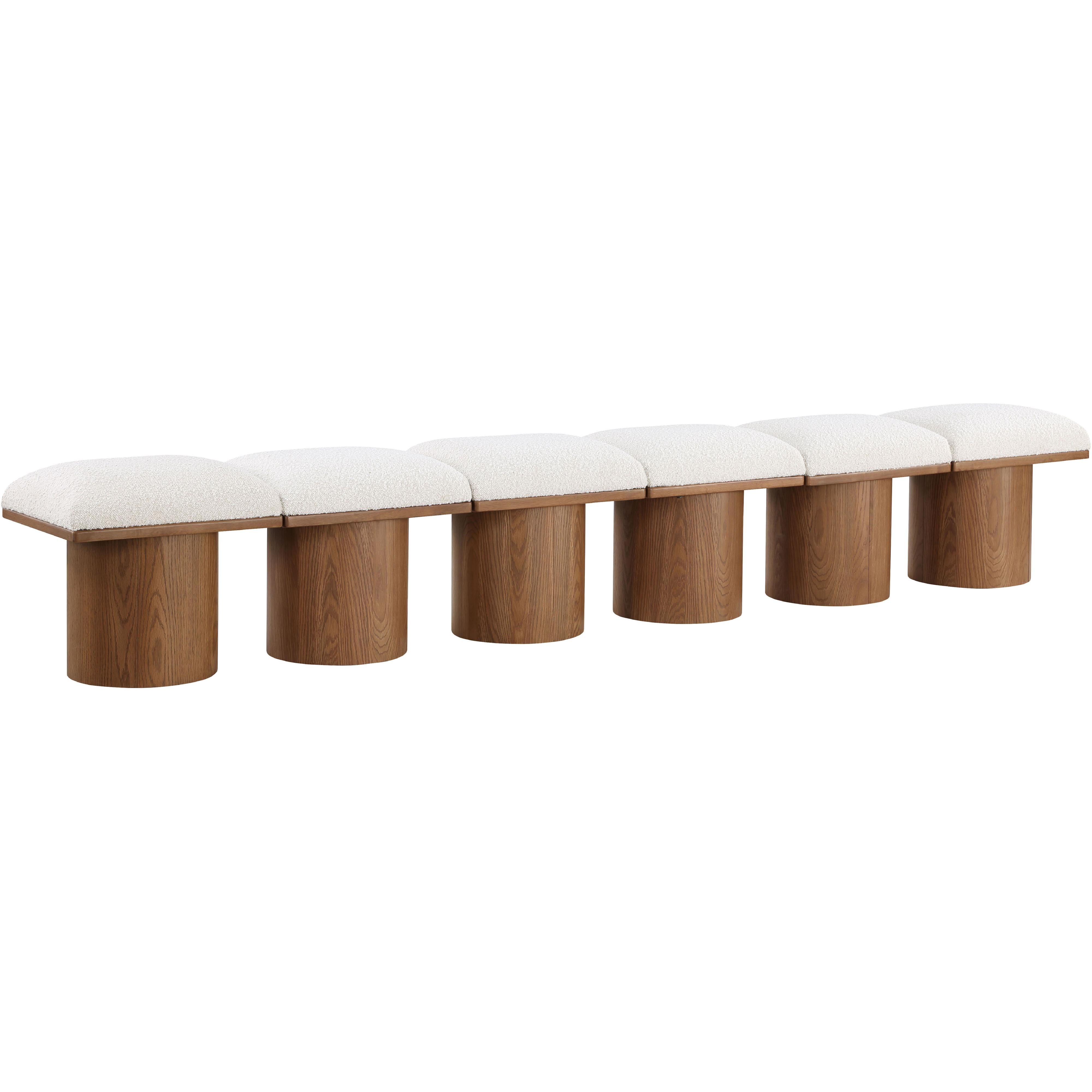 Meridian Pavilion Cream Boucle Fabric Bench
