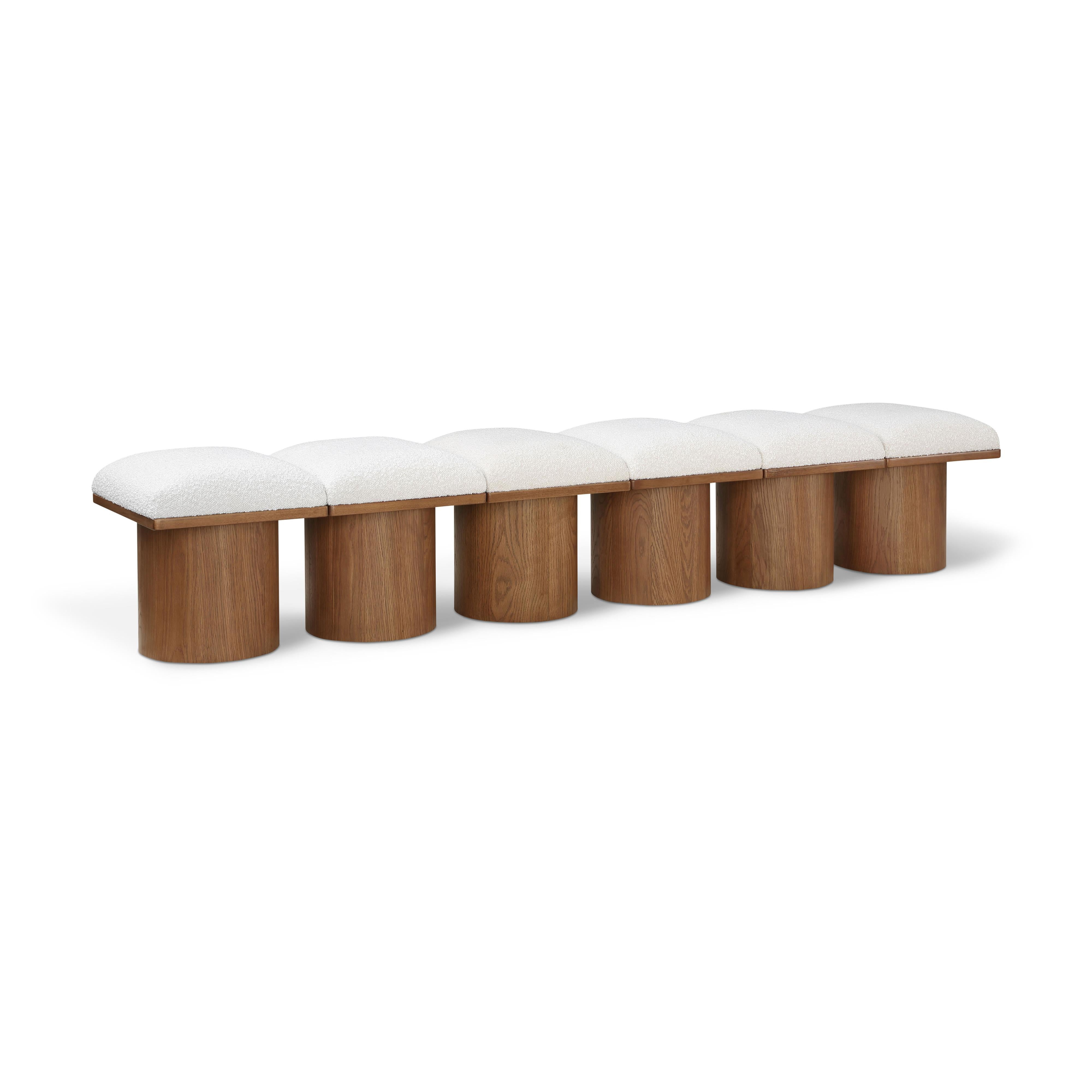 Meridian Pavilion Cream Boucle Fabric Bench