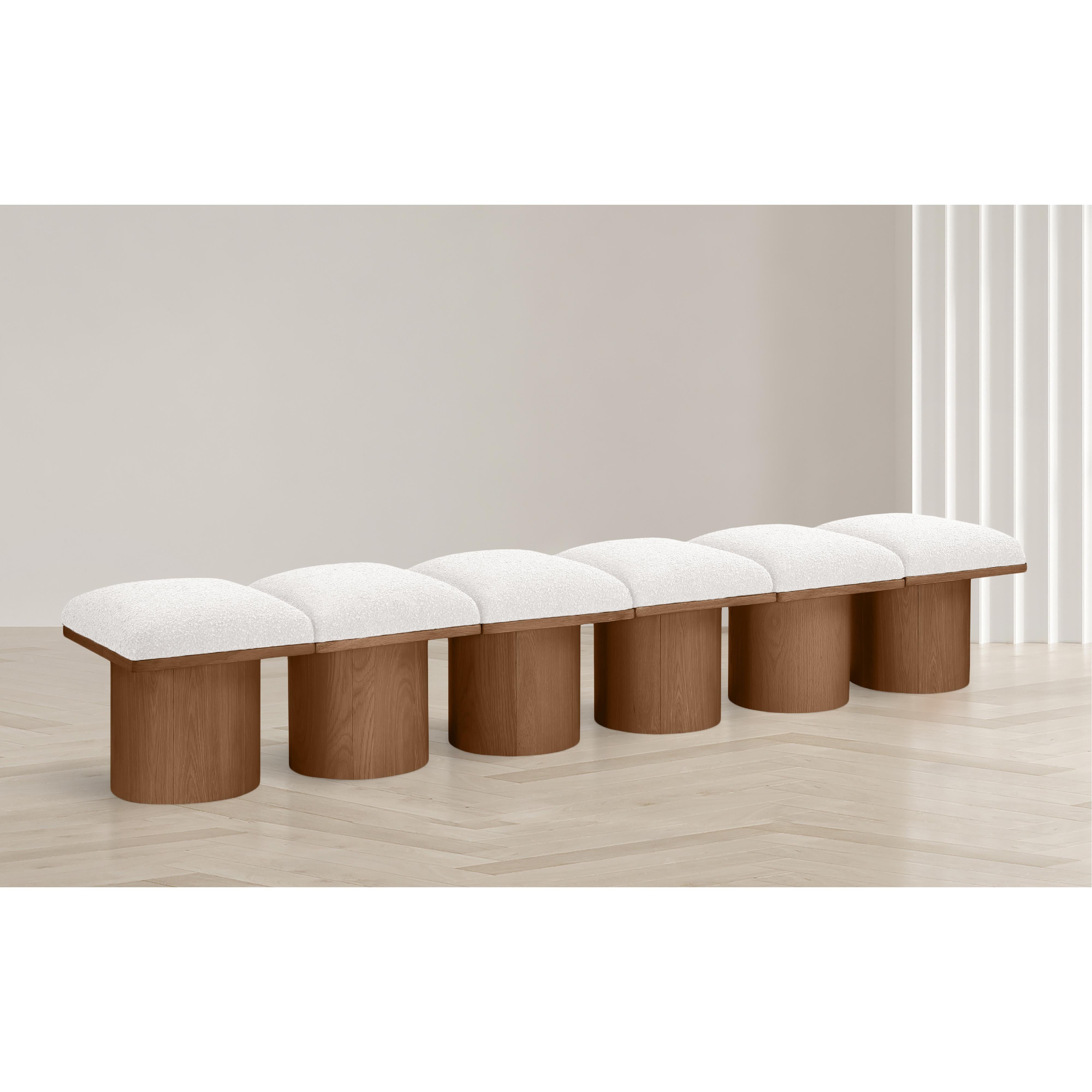 Meridian Pavilion Cream Boucle Fabric Bench