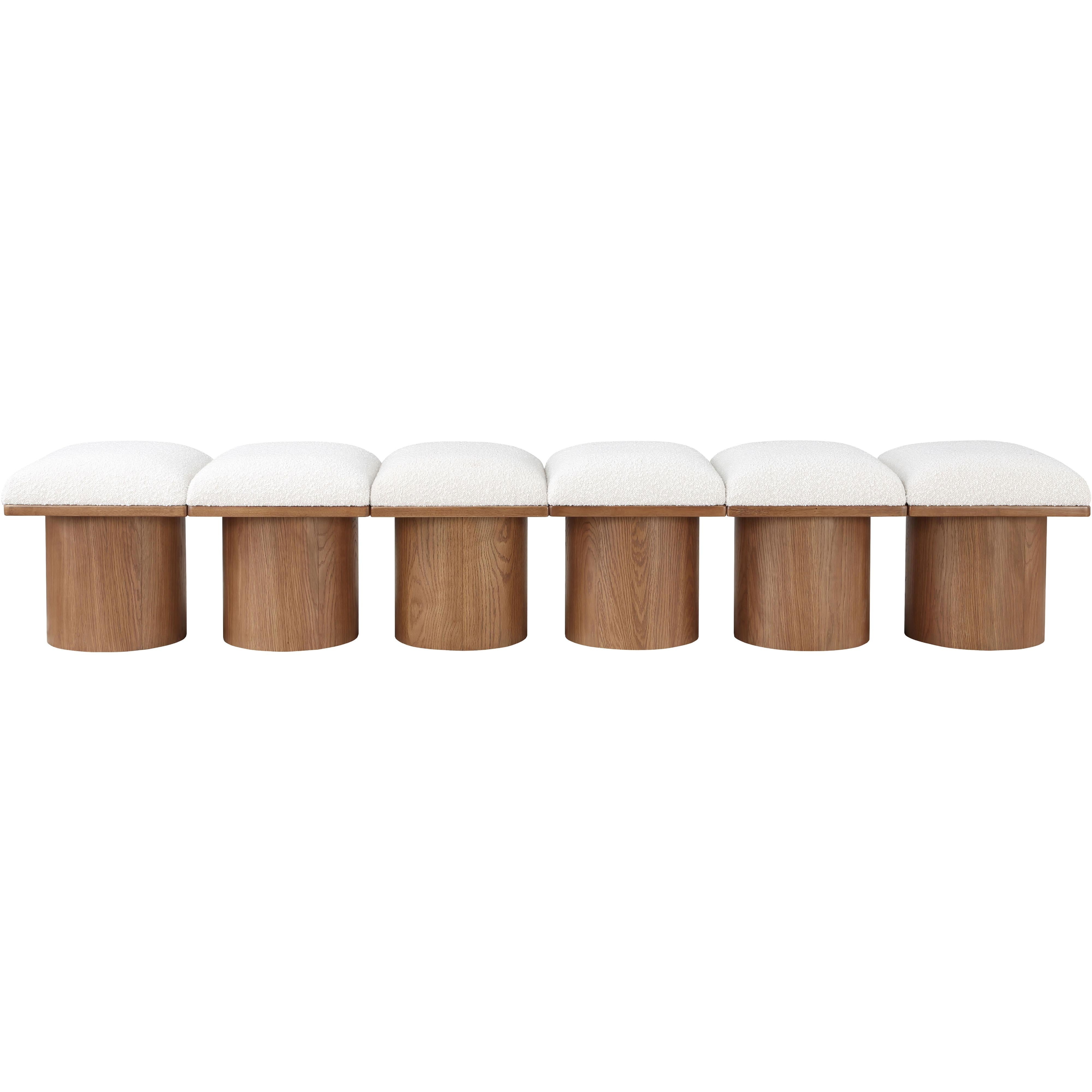 Meridian Pavilion Cream Boucle Fabric Bench