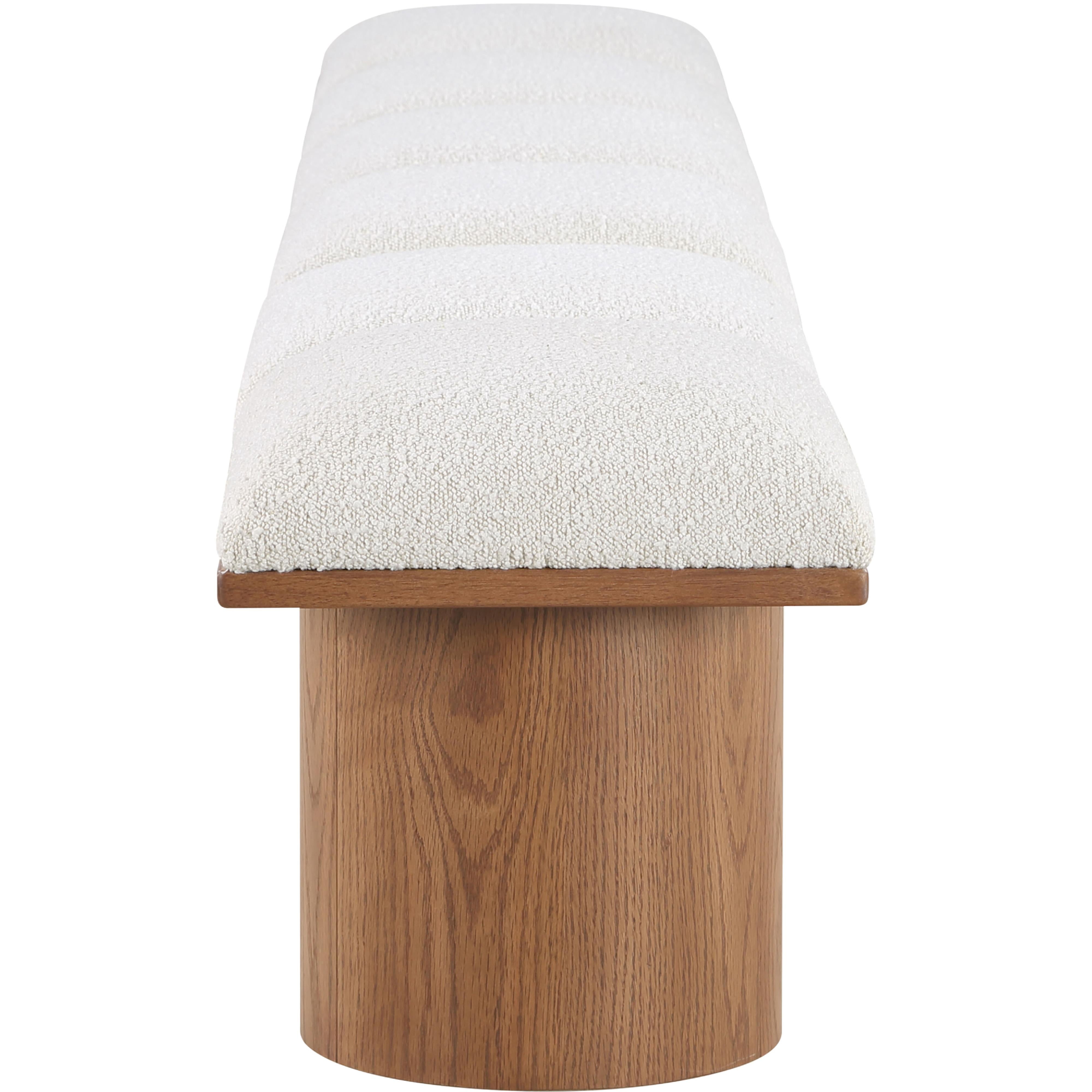 Meridian Pavilion Cream Boucle Fabric Bench