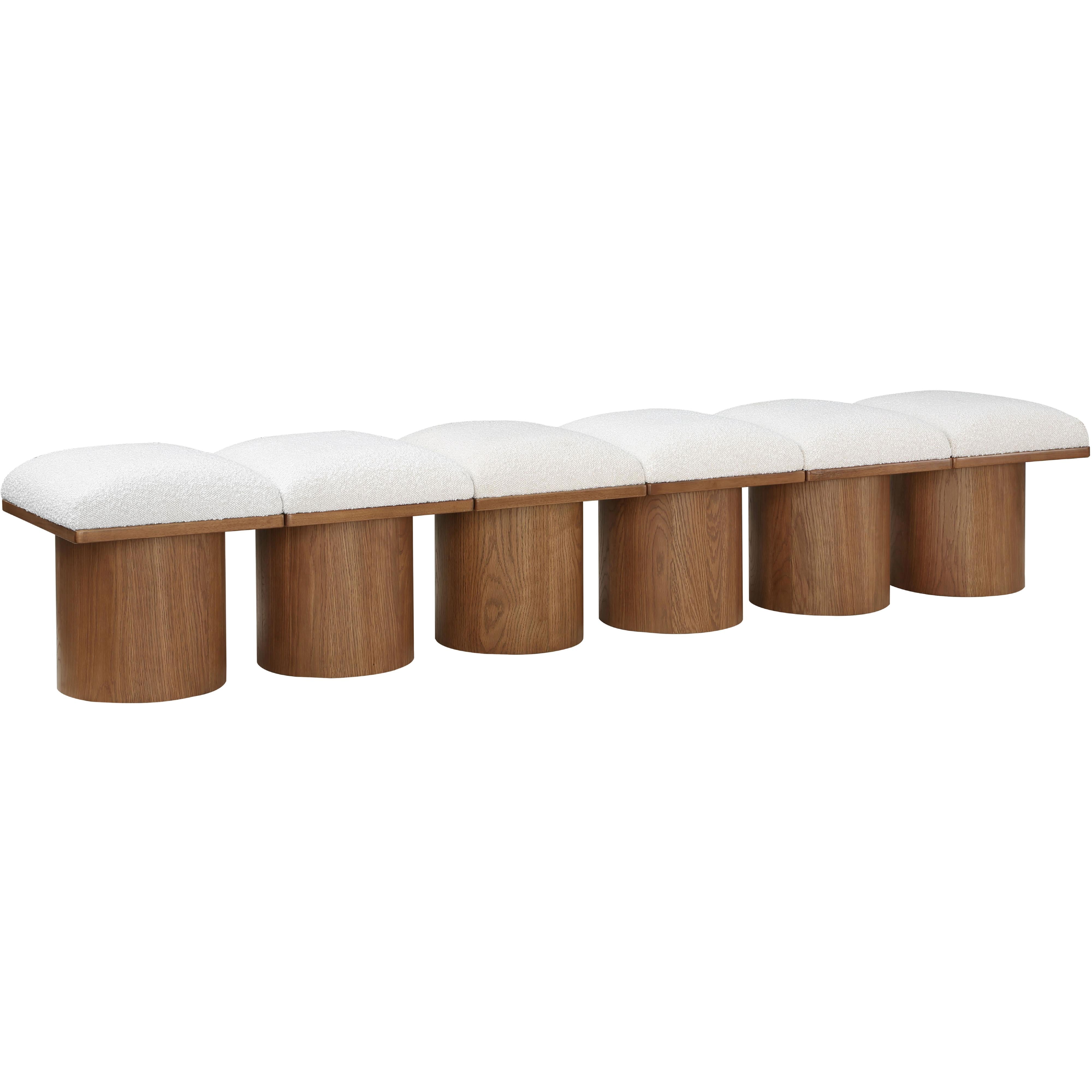 Meridian Pavilion Cream Boucle Fabric Bench