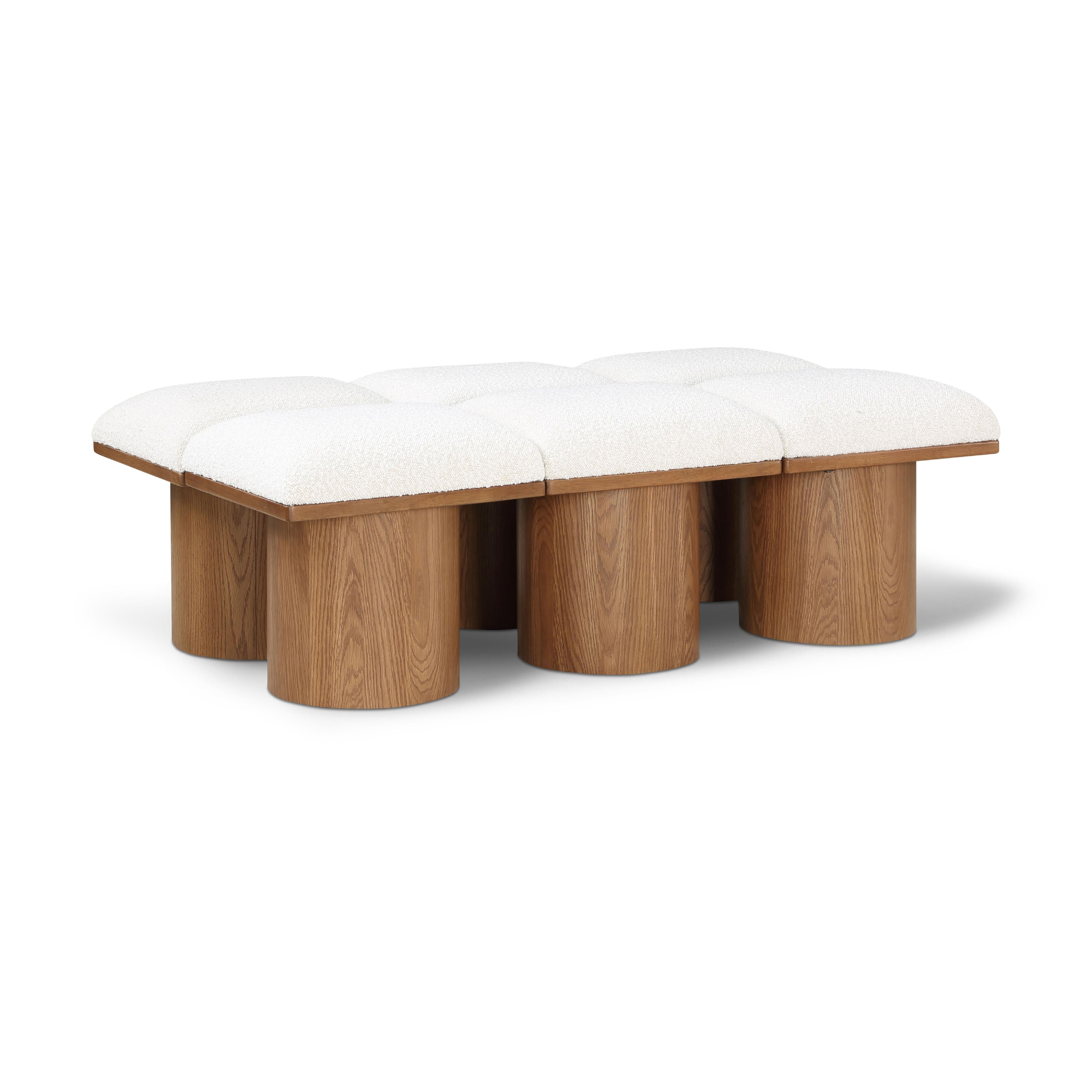 Meridian Pavilion Cream Boucle Fabric Bench