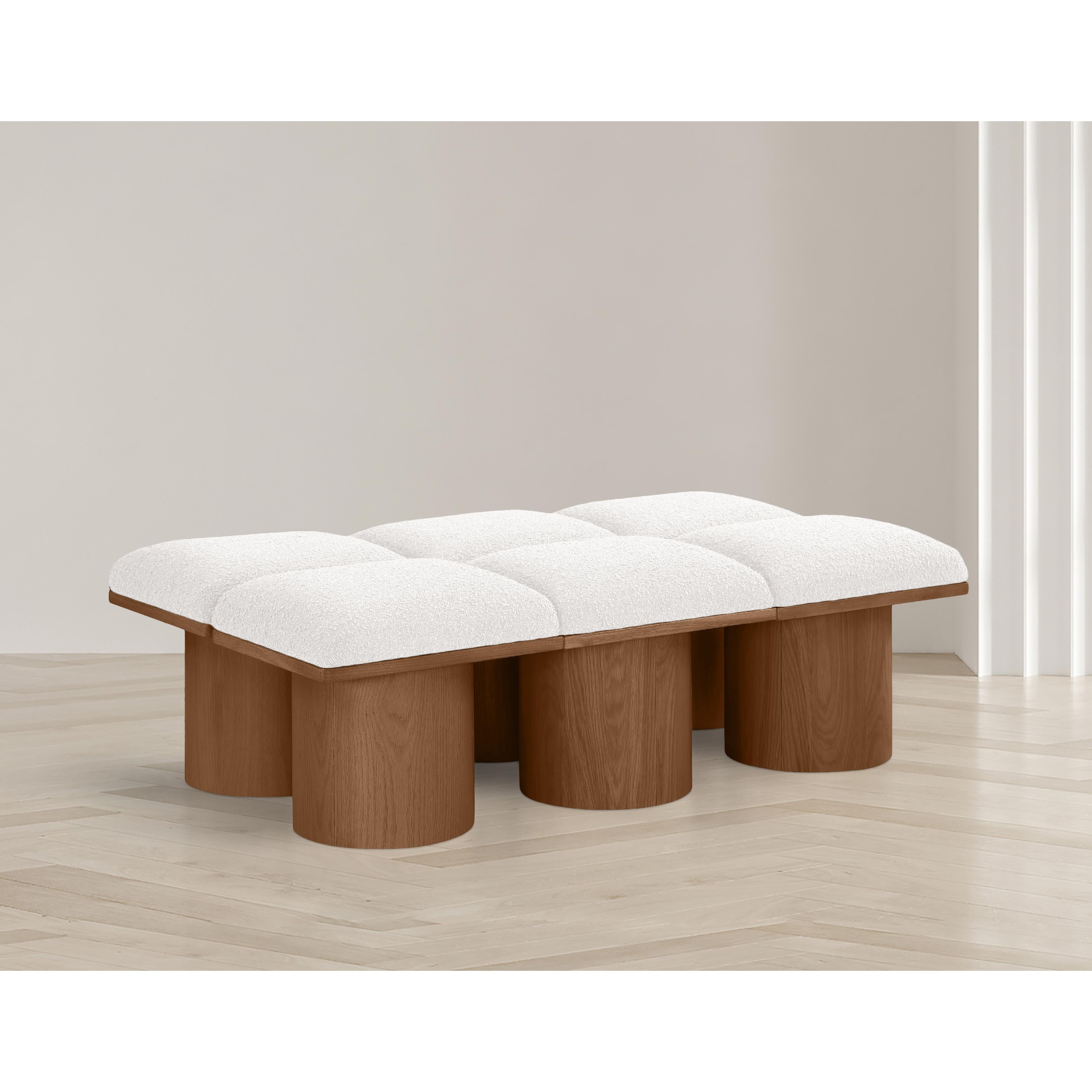 Meridian Pavilion Cream Boucle Fabric Bench