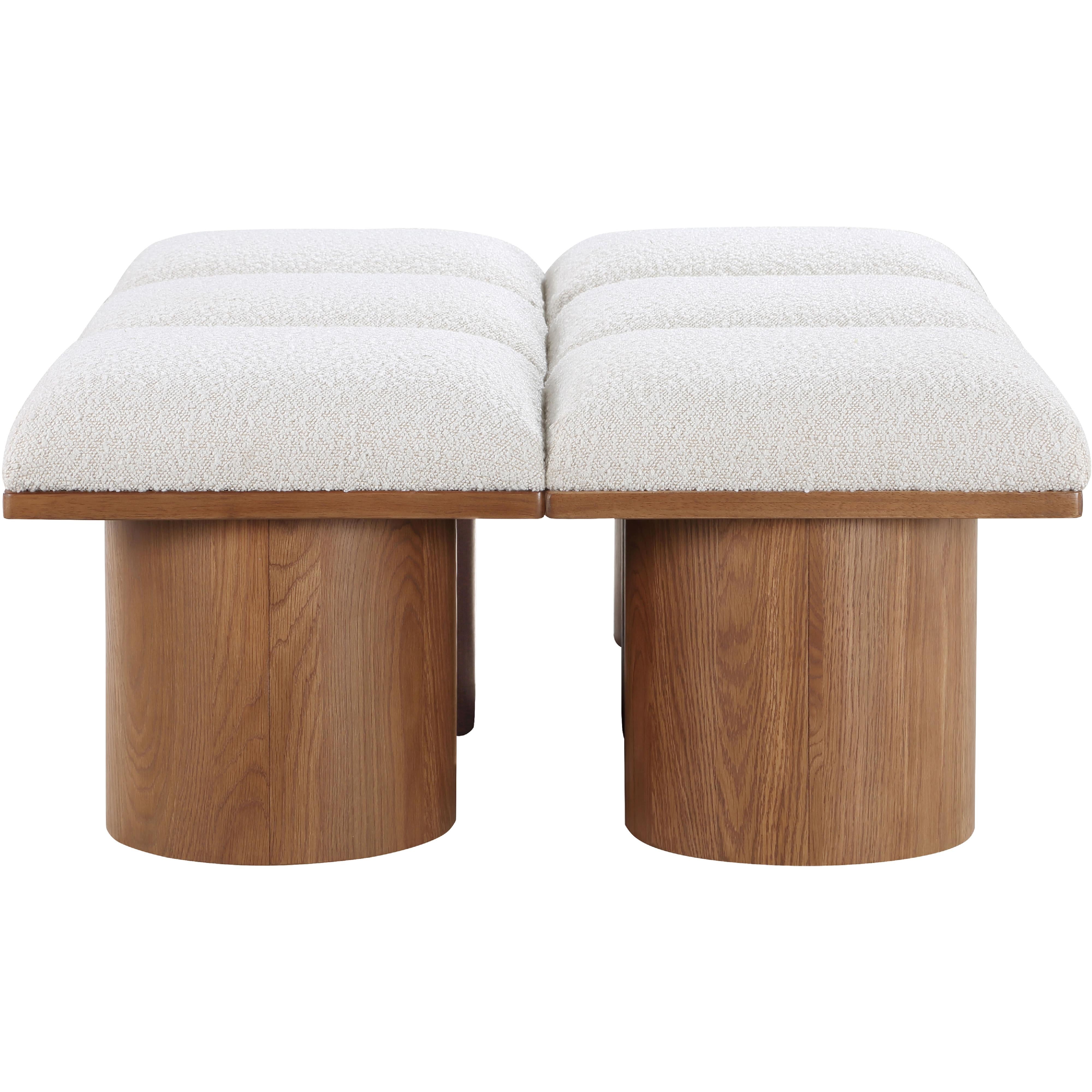 Meridian Pavilion Cream Boucle Fabric Bench