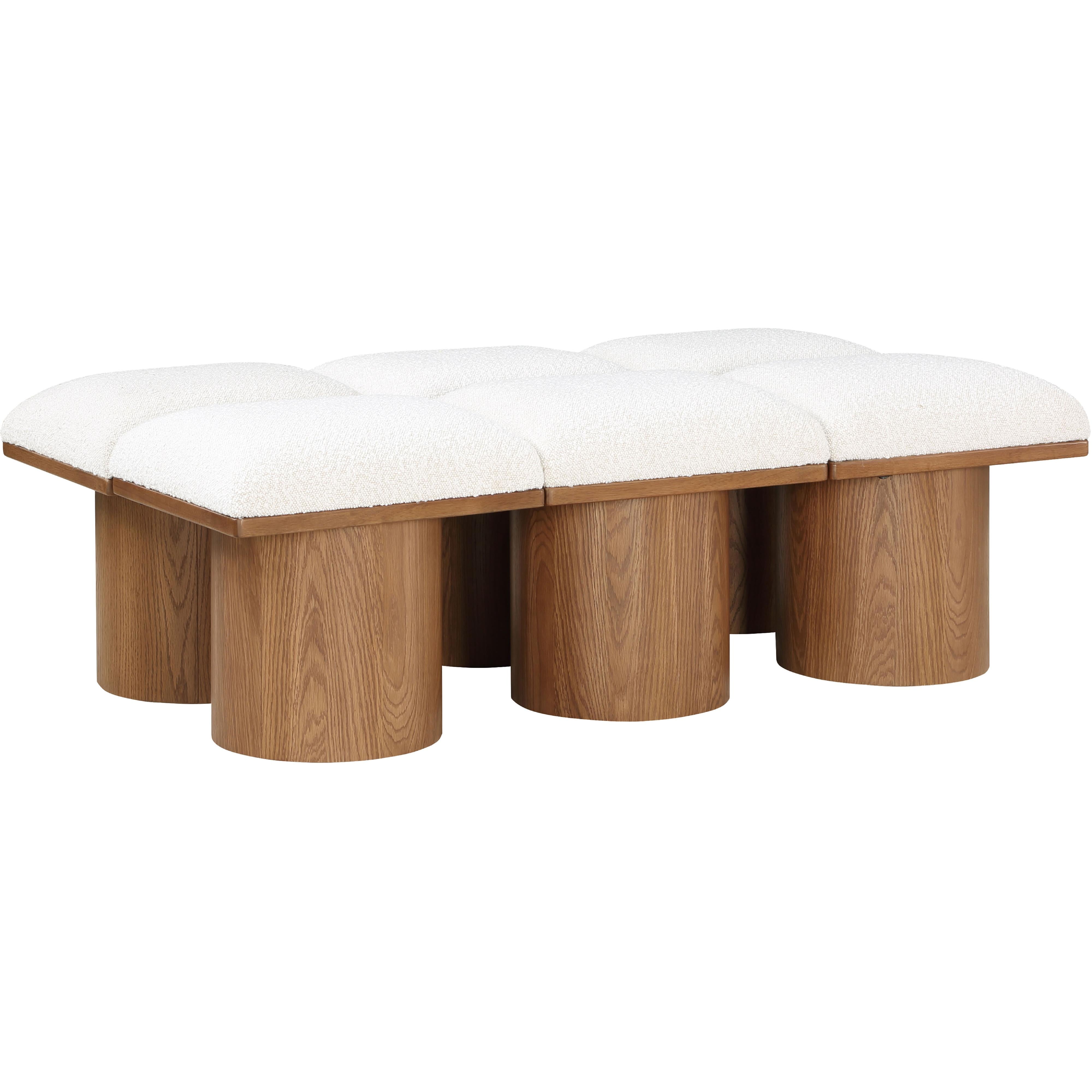 Meridian Pavilion Cream Boucle Fabric Bench