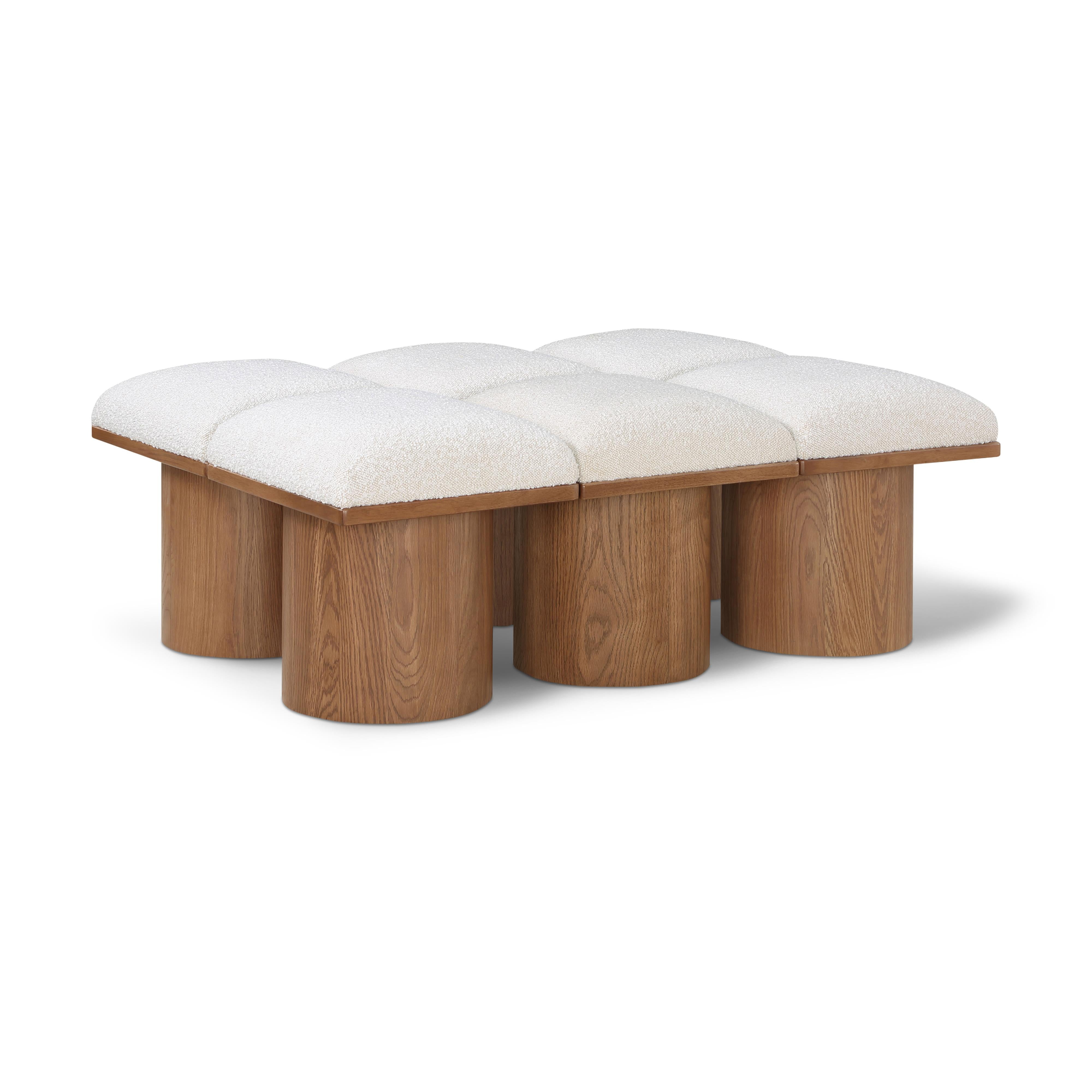 Meridian Pavilion Cream Boucle Fabric Bench