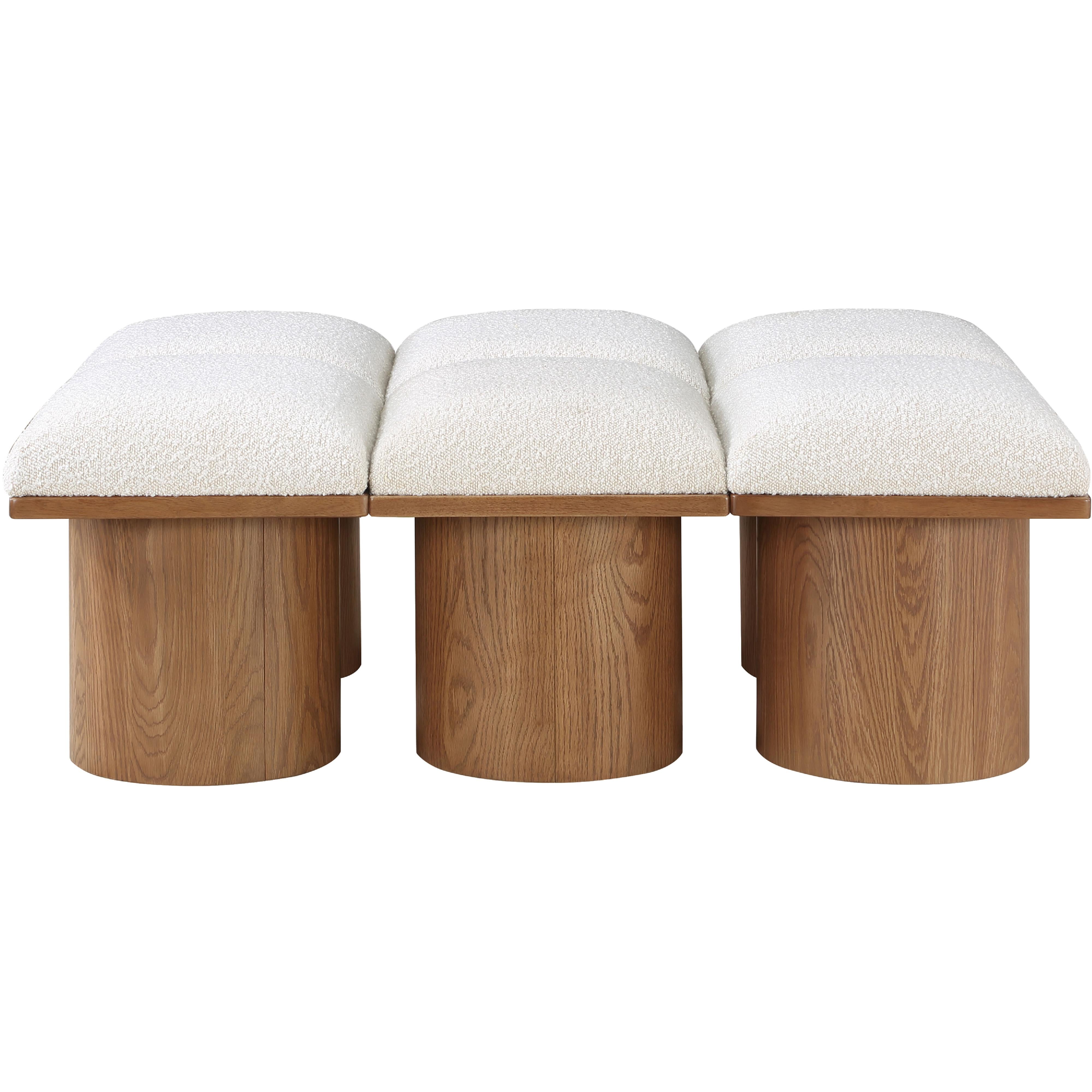 Meridian Pavilion Cream Boucle Fabric Bench