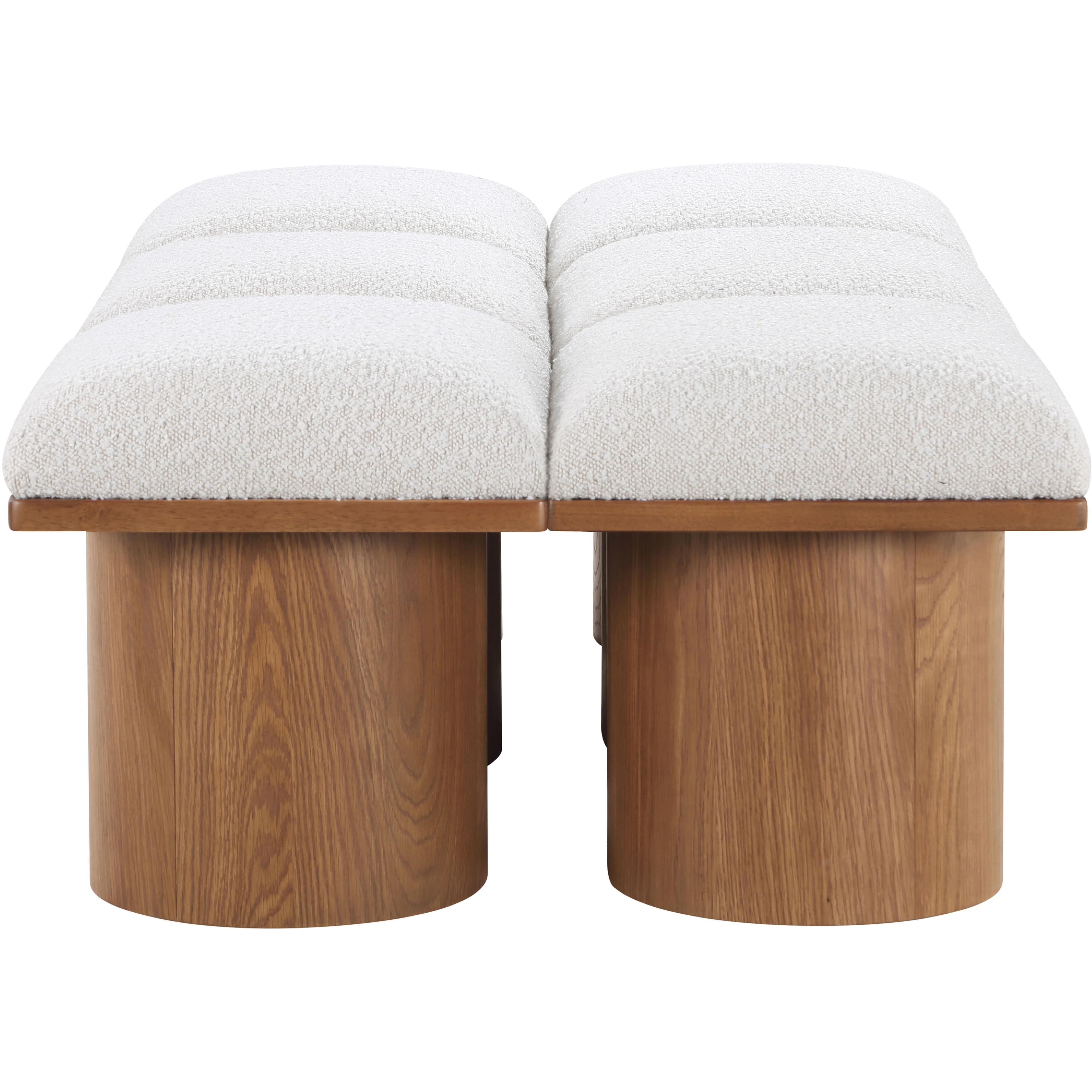 Meridian Pavilion Cream Boucle Fabric Bench