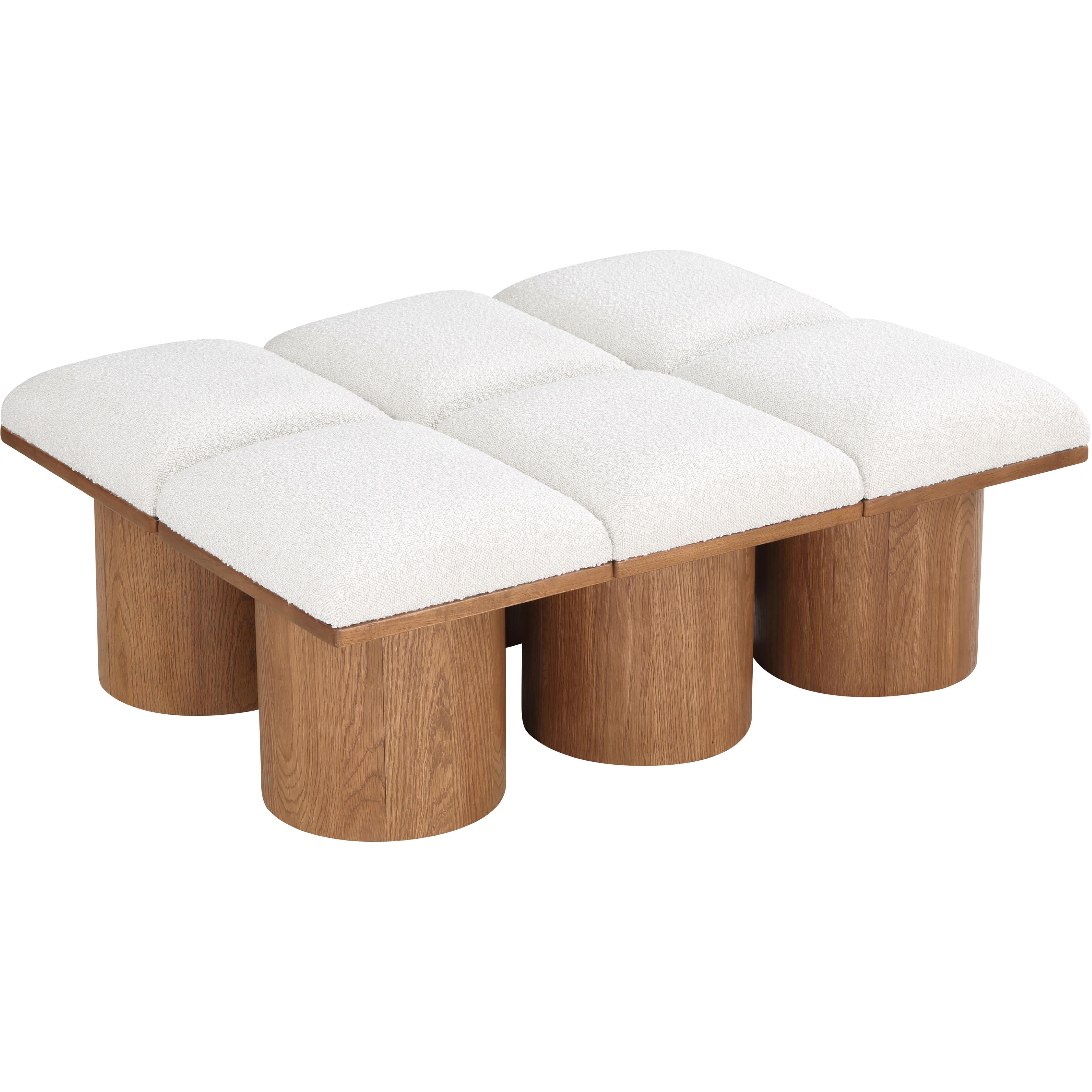 Meridian Pavilion Cream Boucle Fabric Bench
