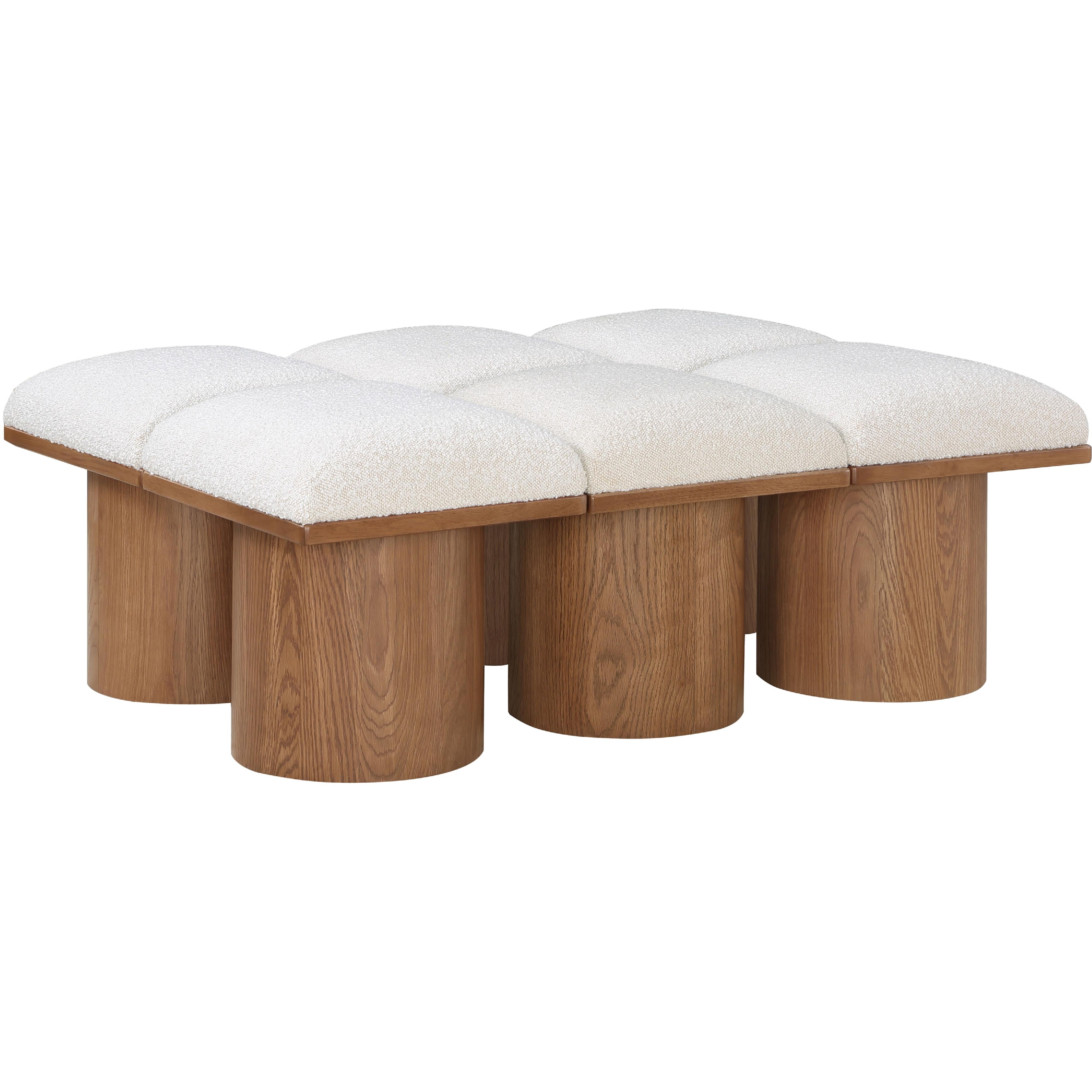 Meridian Pavilion Cream Boucle Fabric Bench