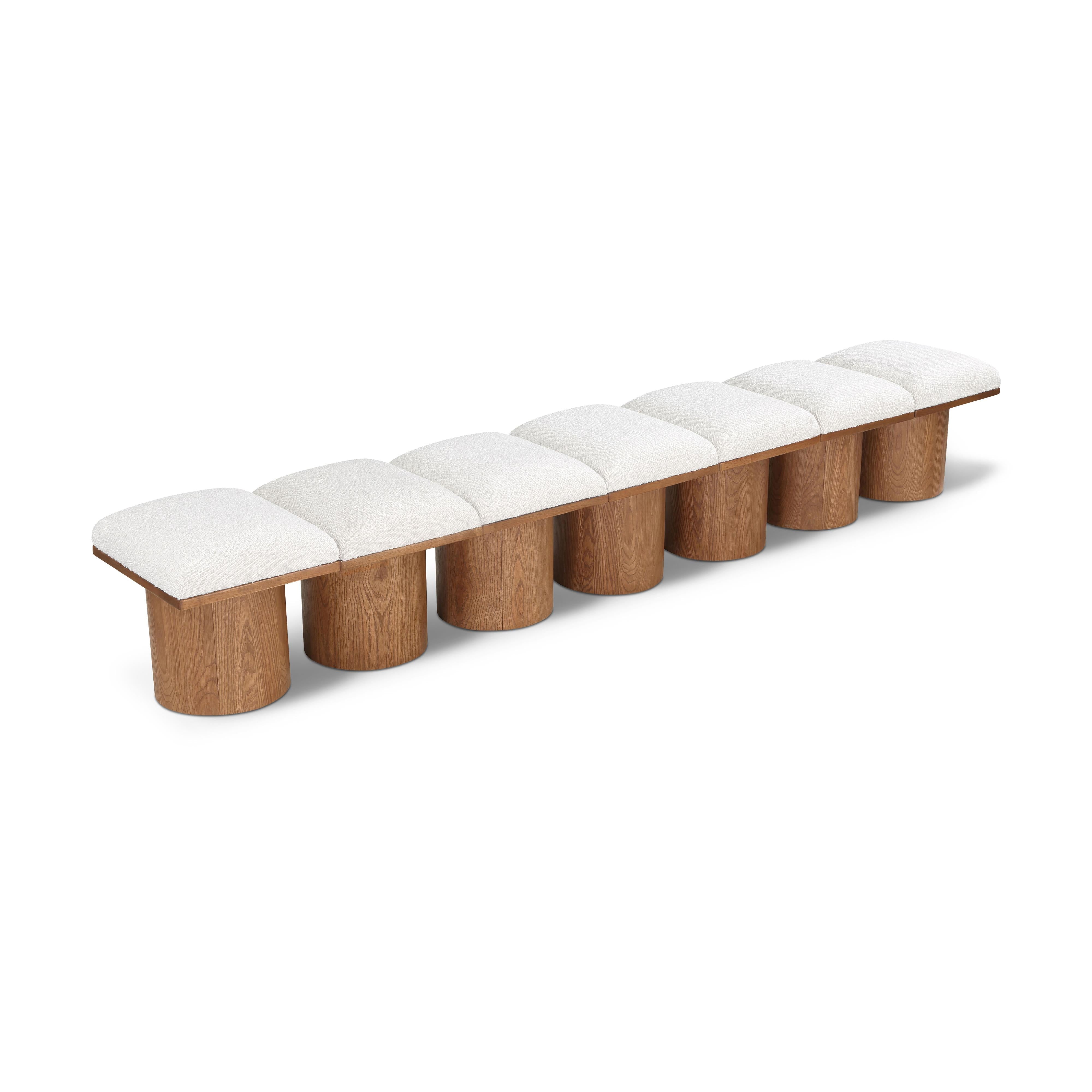 Meridian Pavilion Cream Boucle Fabric Bench