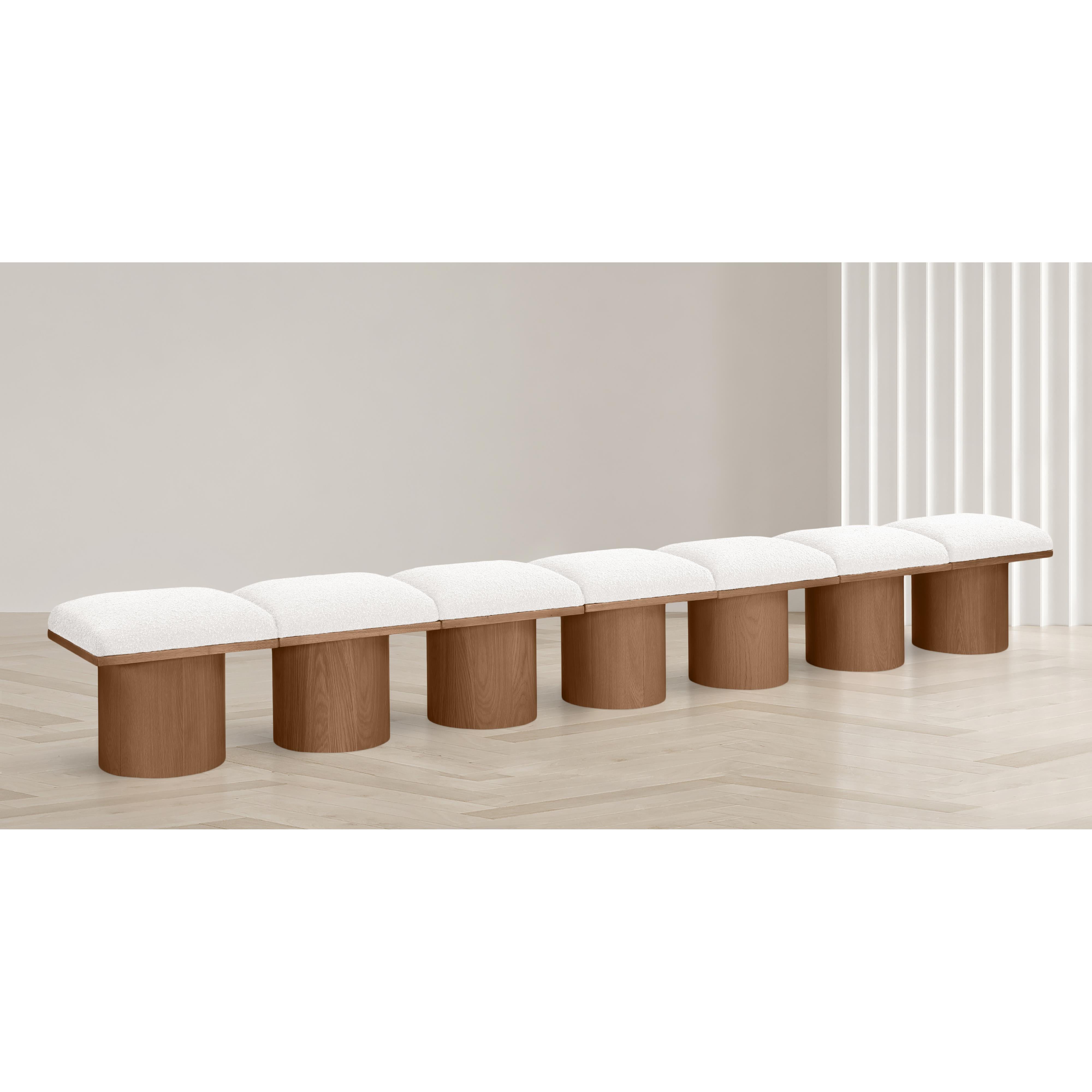 Meridian Pavilion Cream Boucle Fabric Bench
