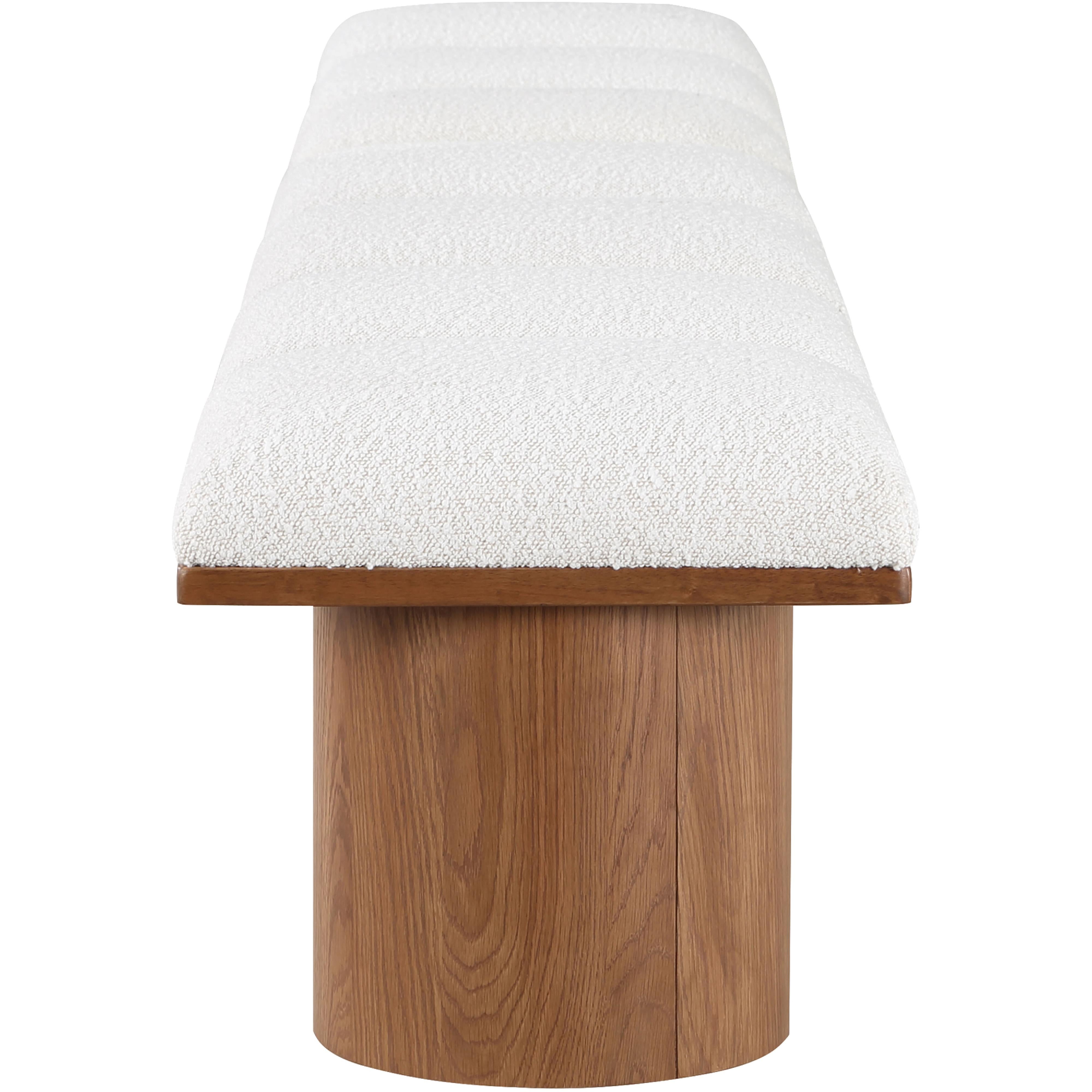 Meridian Pavilion Cream Boucle Fabric Bench