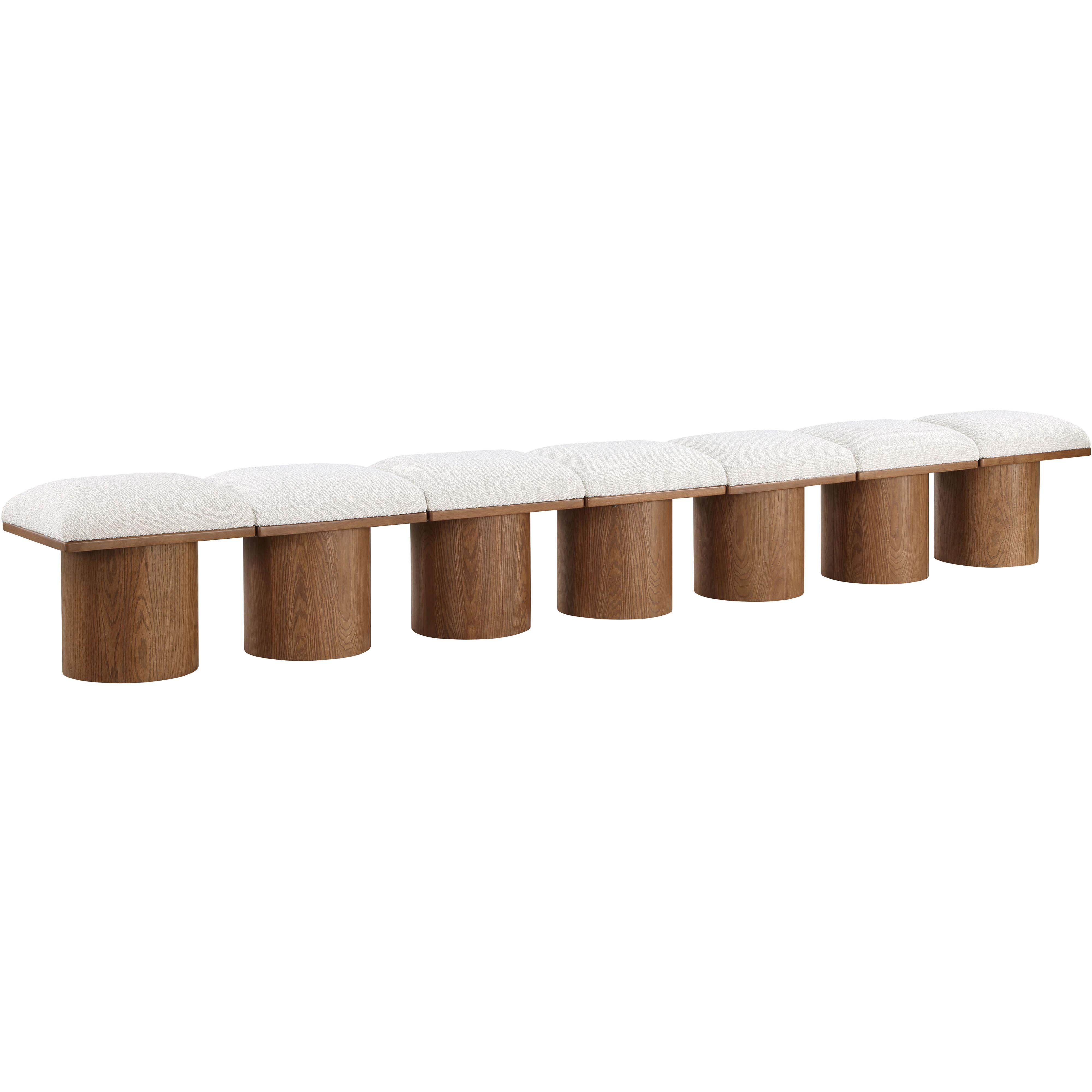 Meridian Pavilion Cream Boucle Fabric Bench