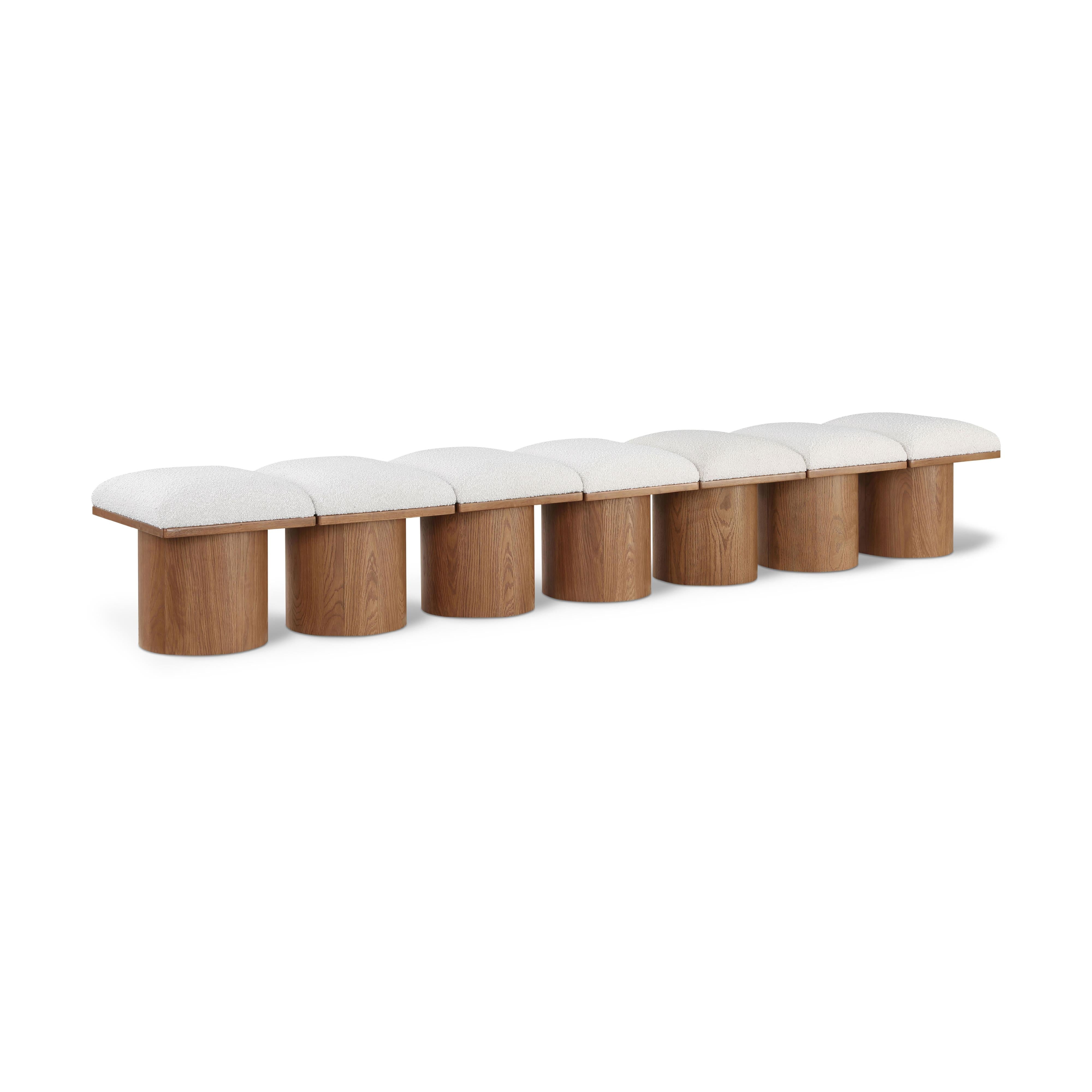 Meridian Pavilion Cream Boucle Fabric Bench
