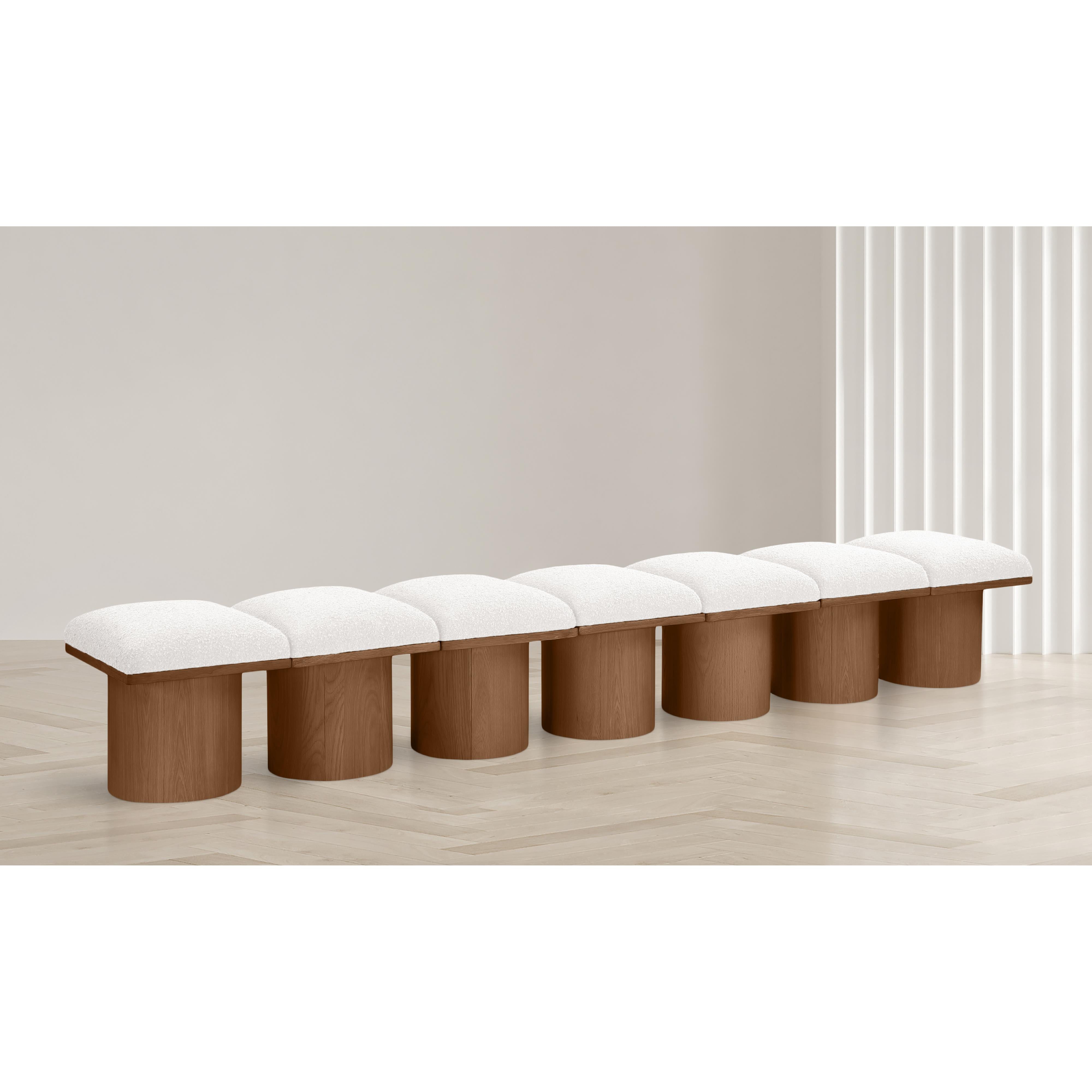 Meridian Pavilion Cream Boucle Fabric Bench