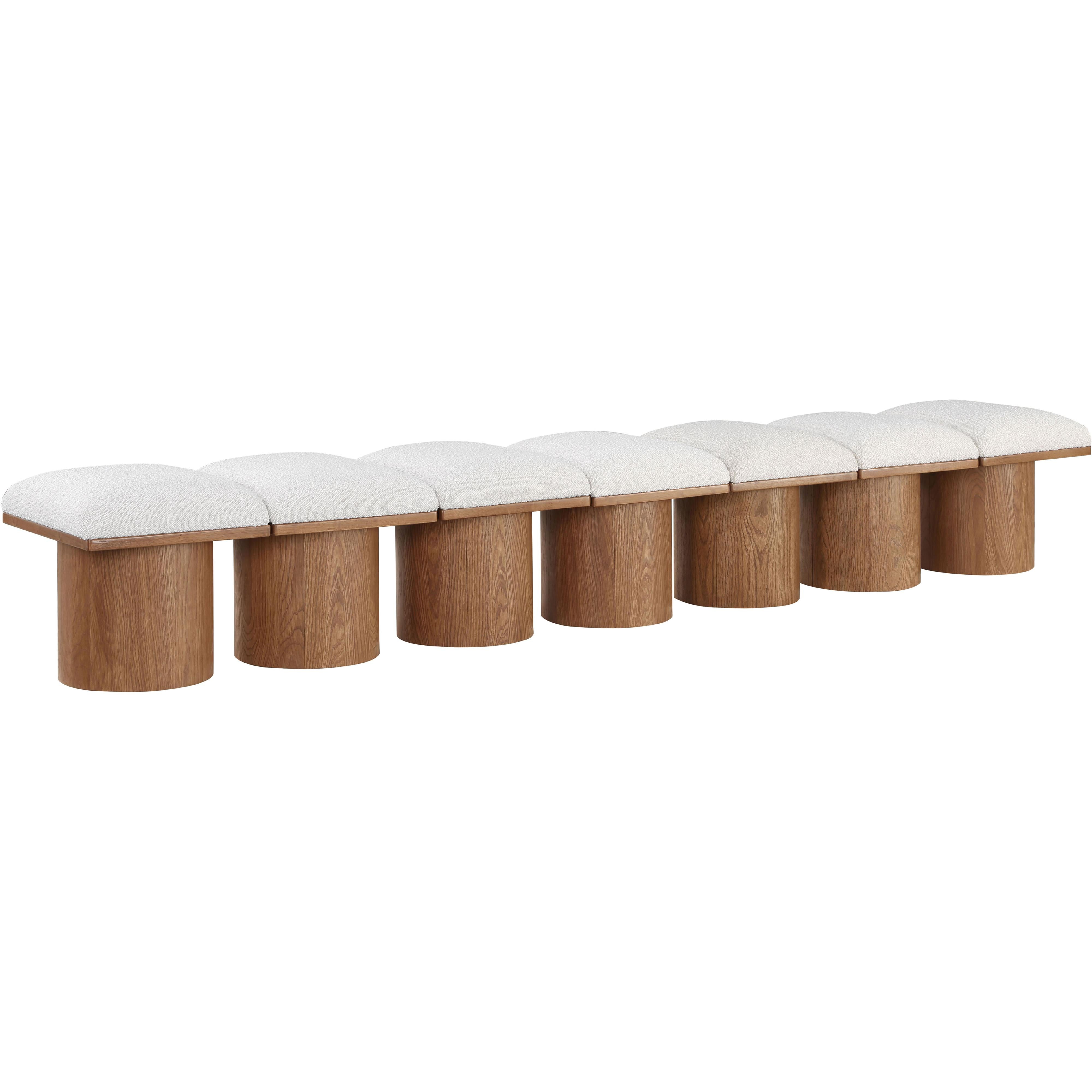 Meridian Pavilion Cream Boucle Fabric Bench