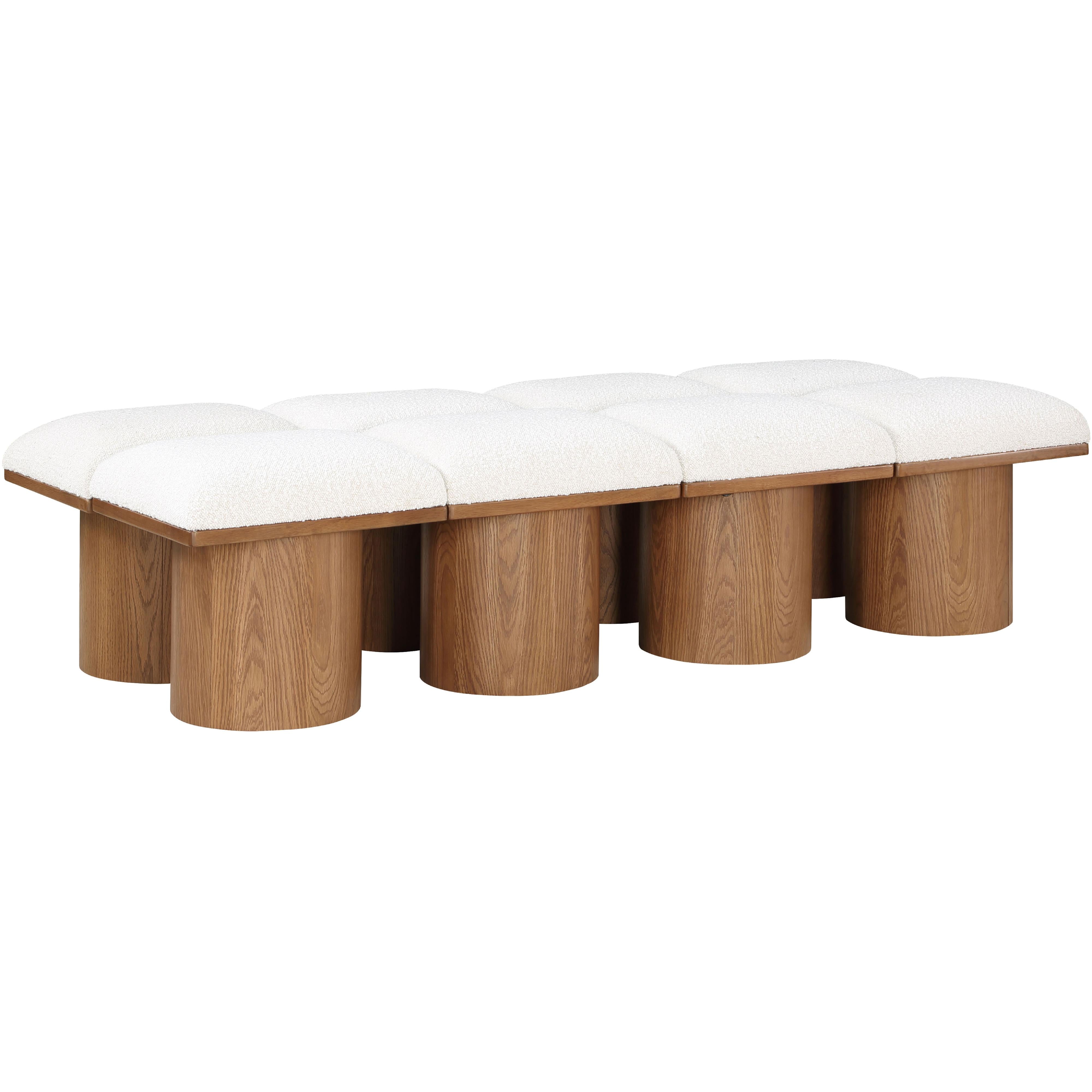 Meridian Pavilion Cream Boucle Fabric Bench