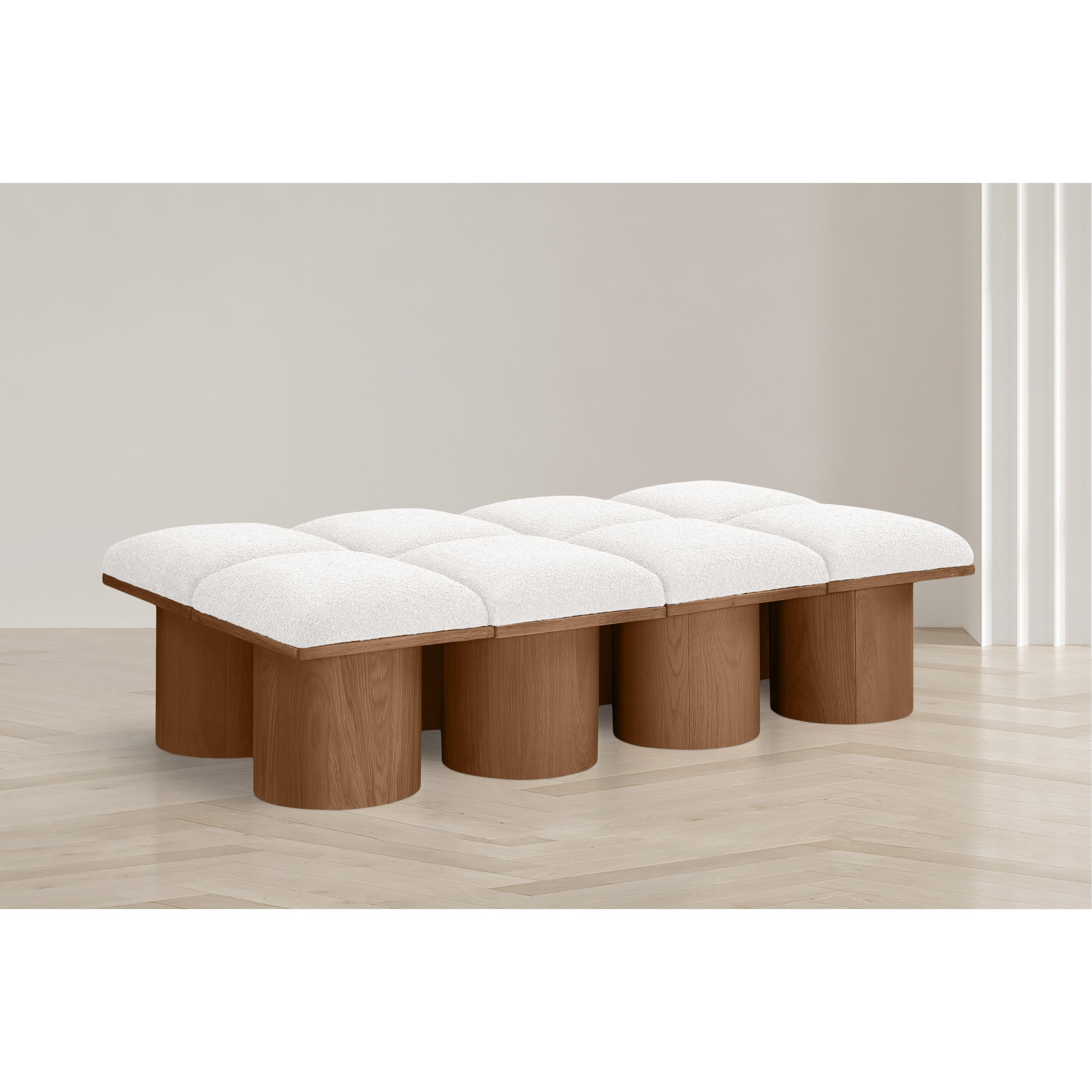 Meridian Pavilion Cream Boucle Fabric Bench