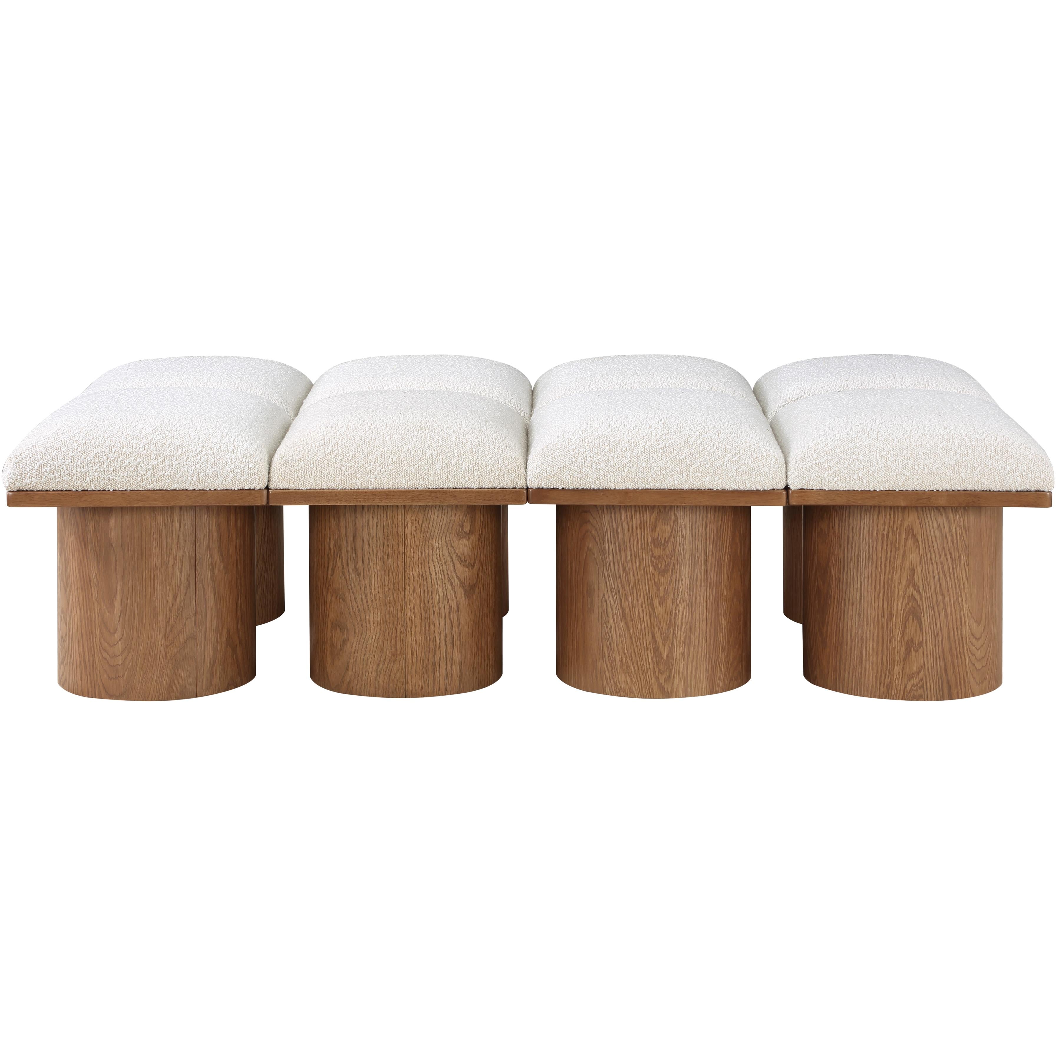 Meridian Pavilion Cream Boucle Fabric Bench