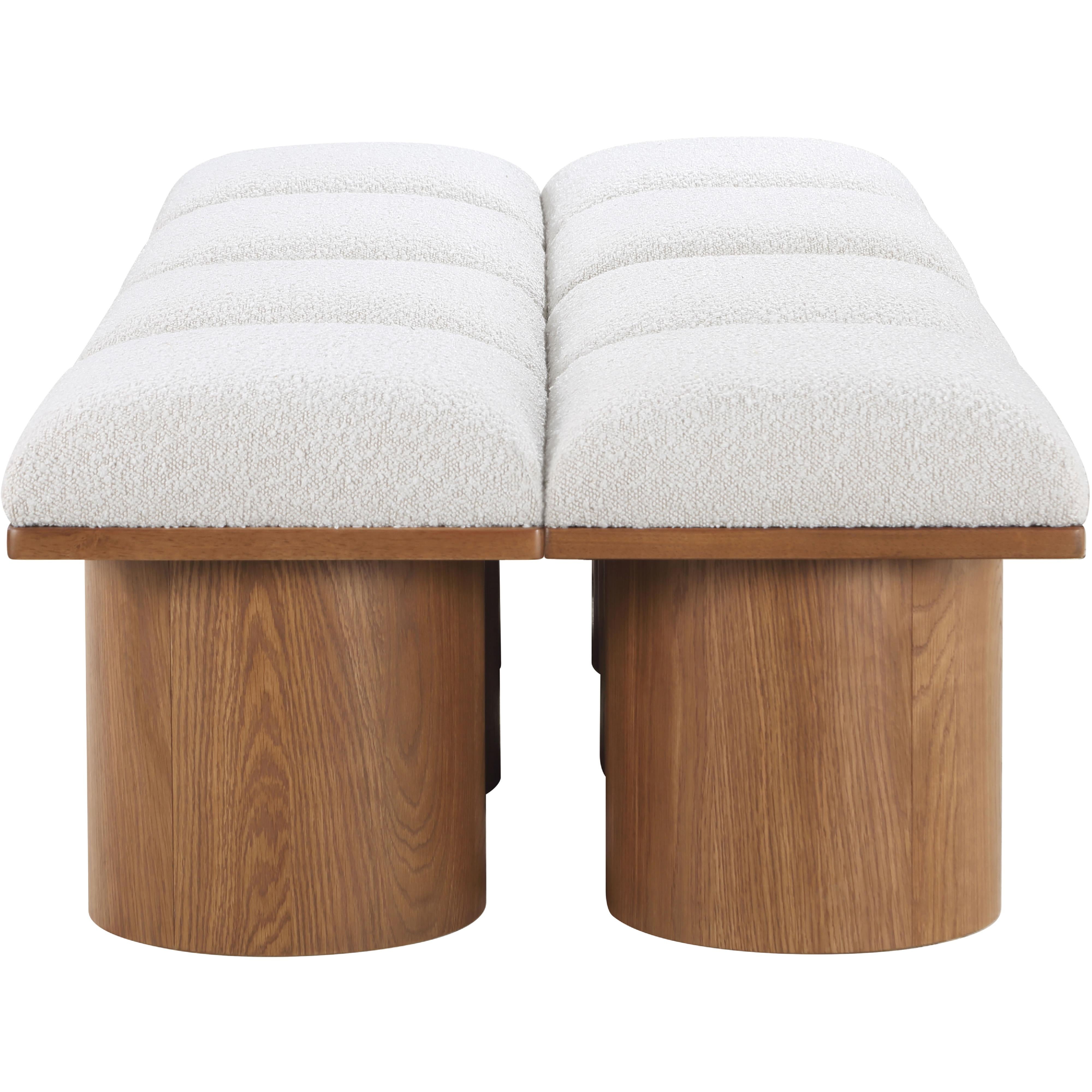 Meridian Pavilion Cream Boucle Fabric Bench
