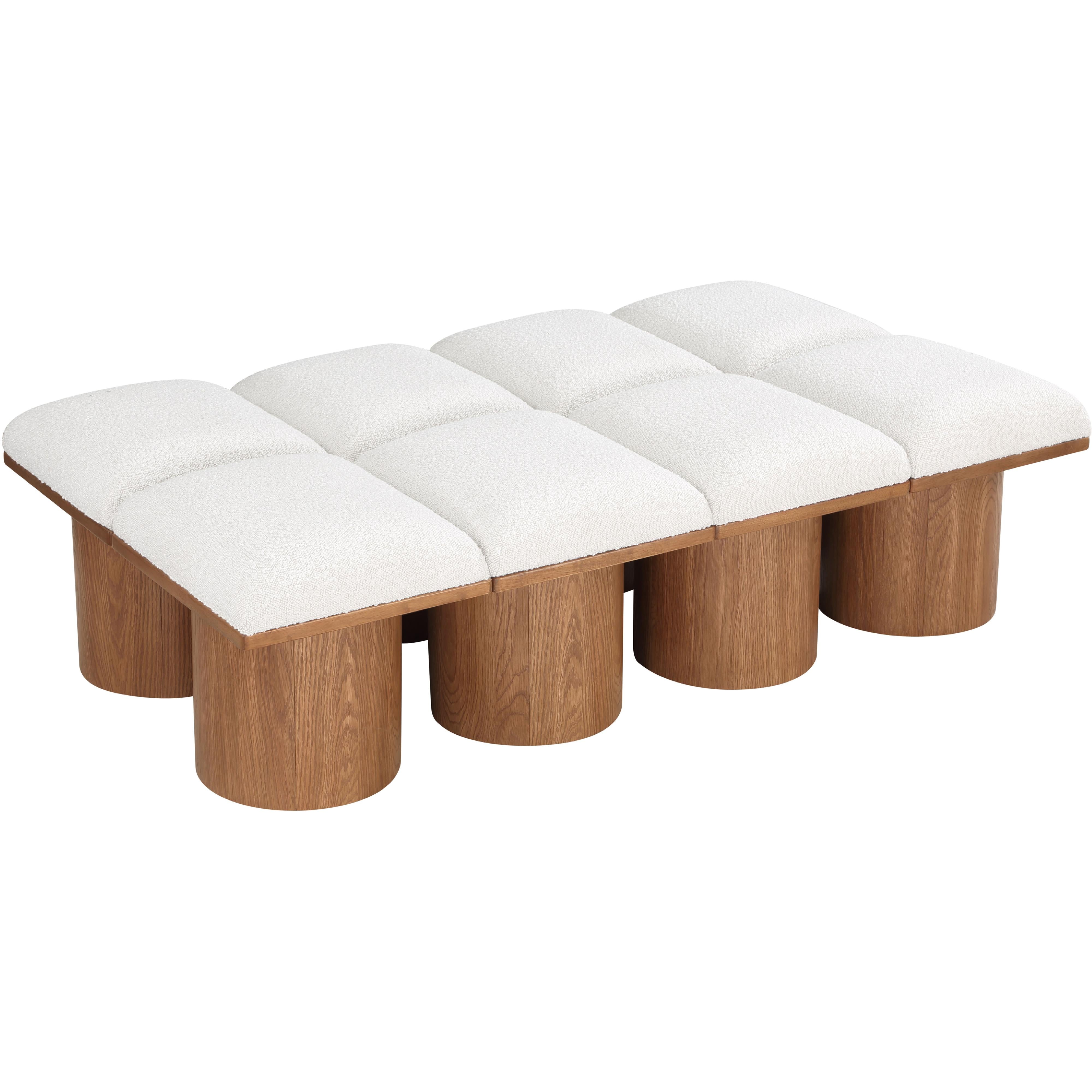 Meridian Pavilion Cream Boucle Fabric Bench