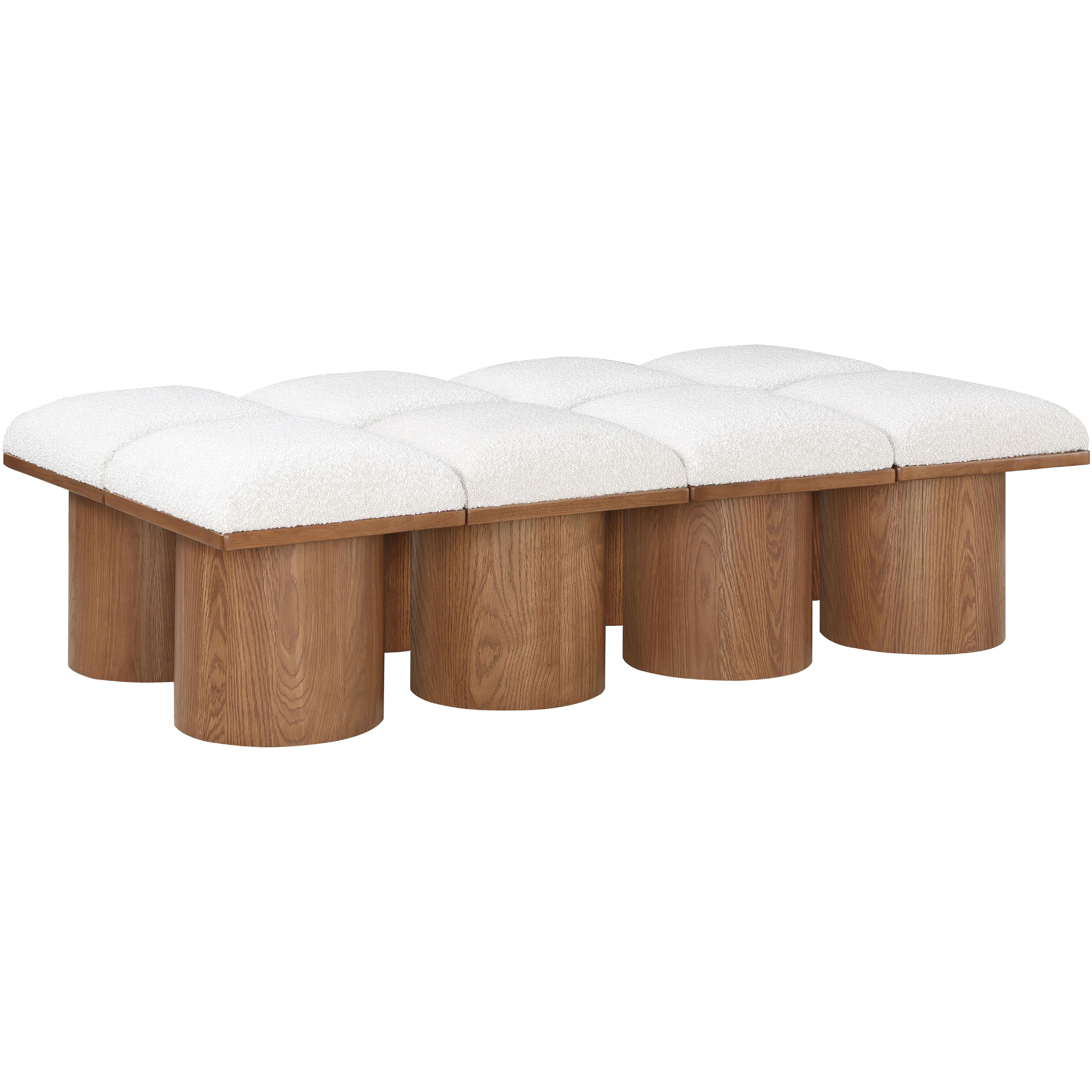 Meridian Pavilion Cream Boucle Fabric Bench