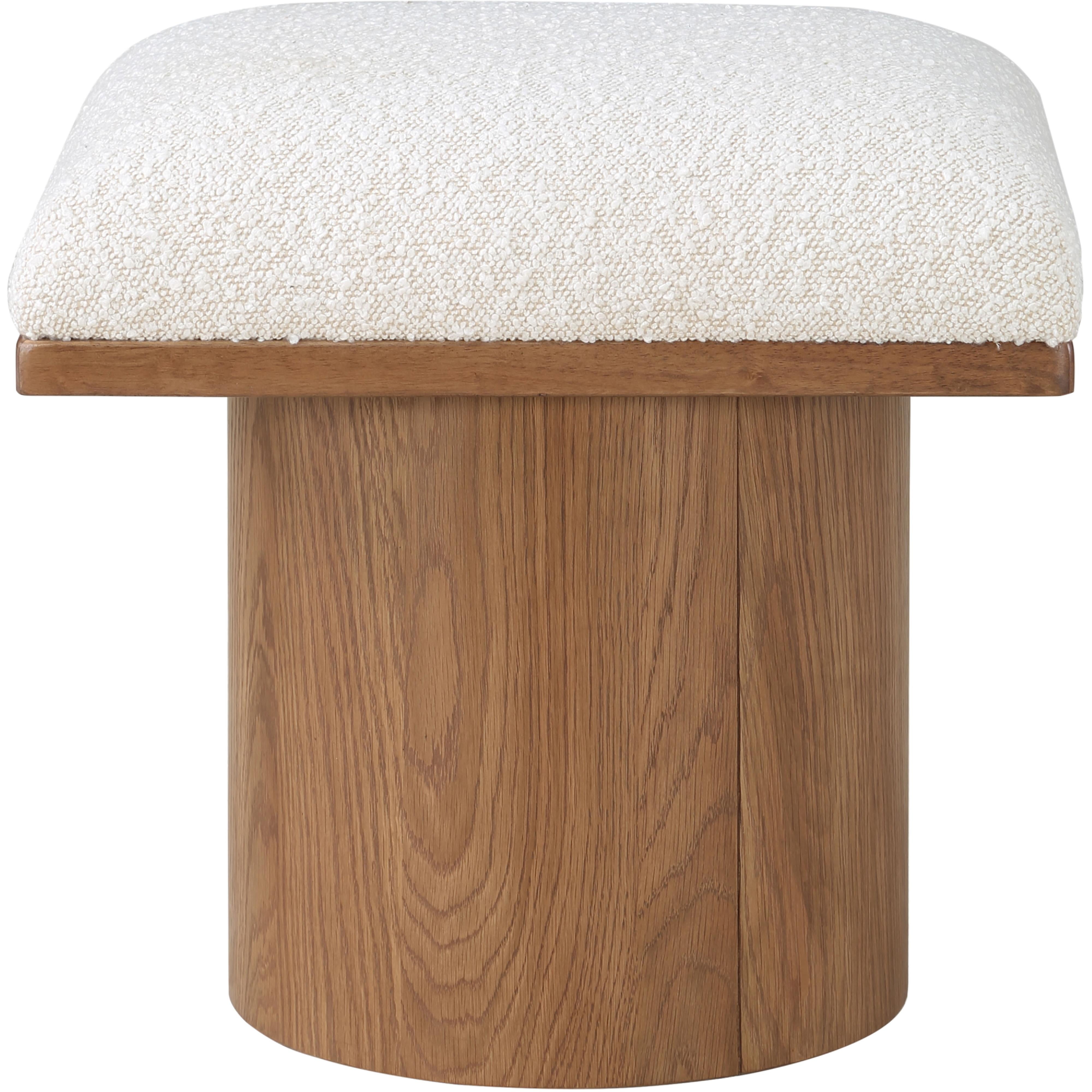 Meridian Pavilion Cream Boucle Fabric Bench/Stool