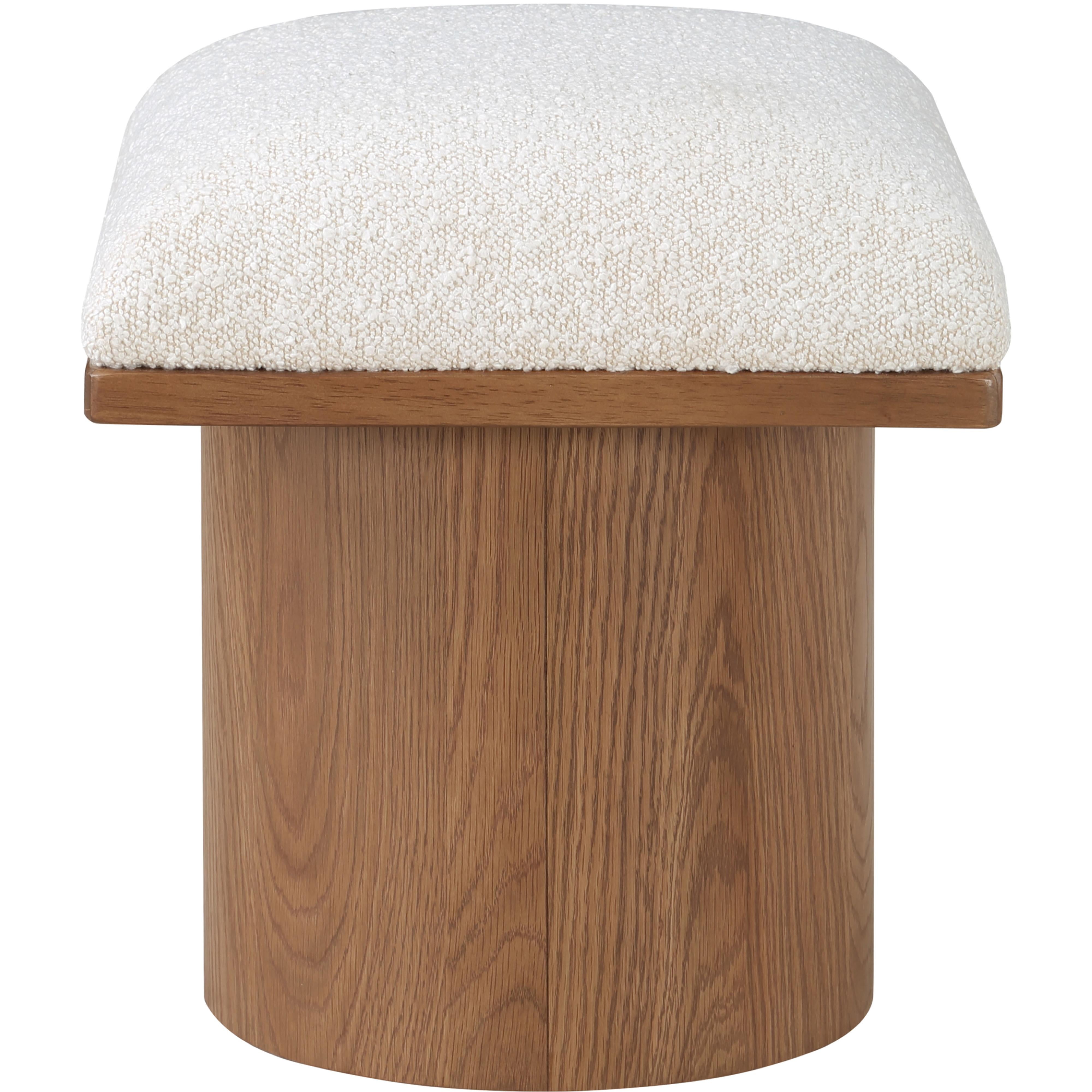 Meridian Pavilion Cream Boucle Fabric Bench/Stool