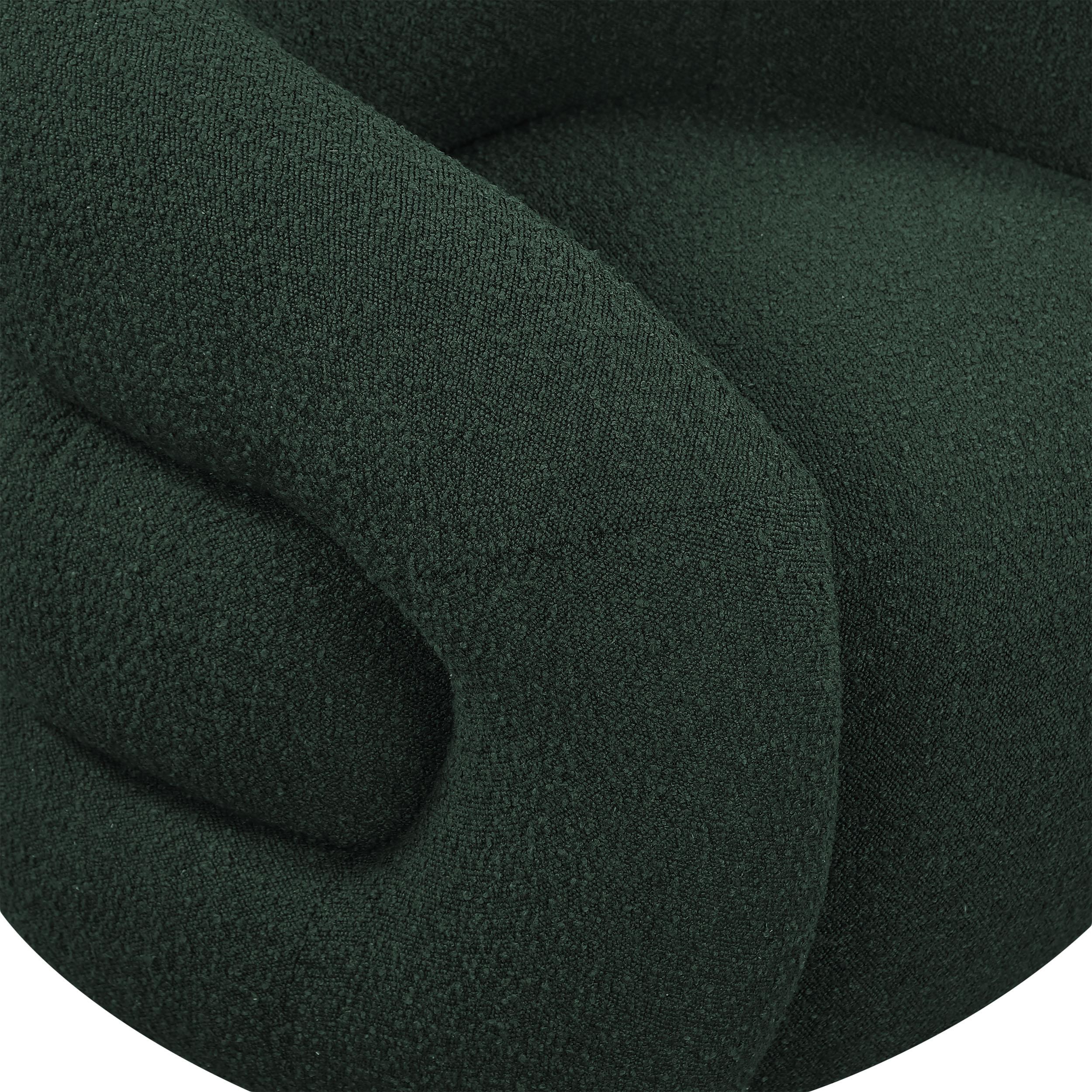 Meridian Roxbury Green Boucle Fabric Swivel Accent Chair