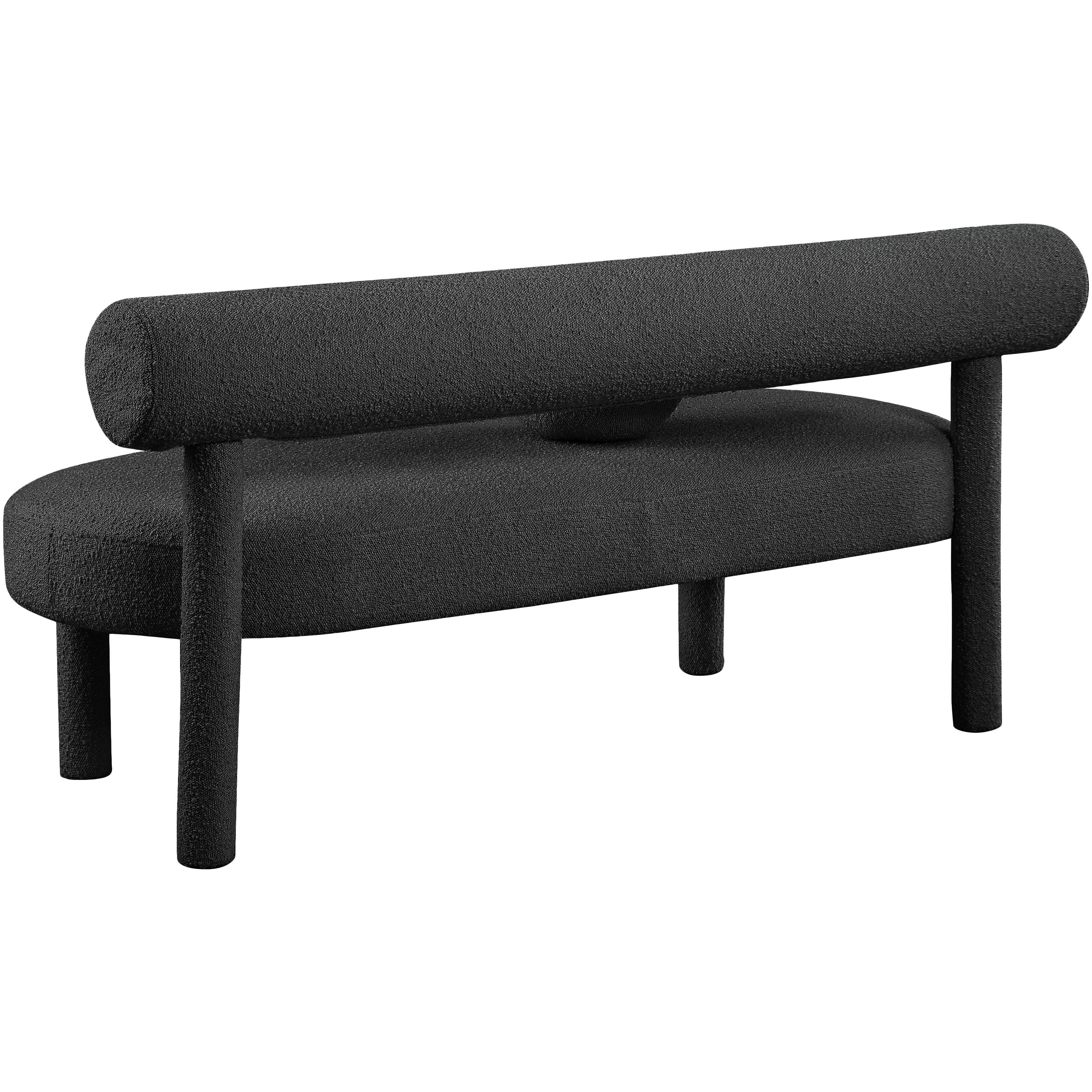 Meridian Parlor Black Boucle Fabric Bench