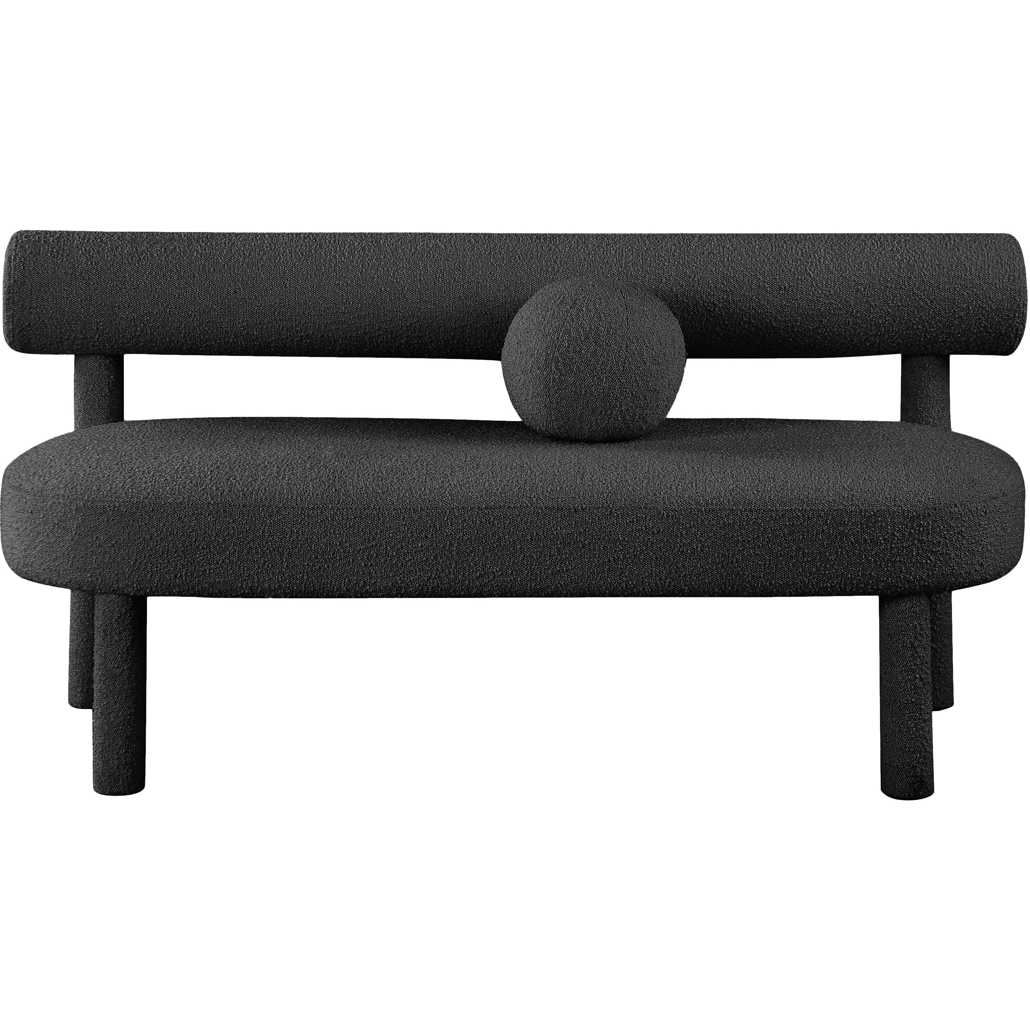 Meridian Parlor Black Boucle Fabric Bench