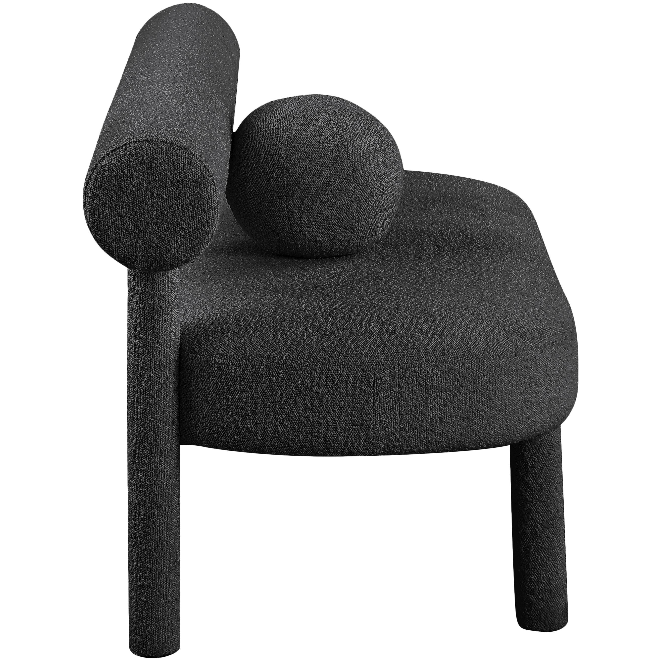 Meridian Parlor Black Boucle Fabric Bench