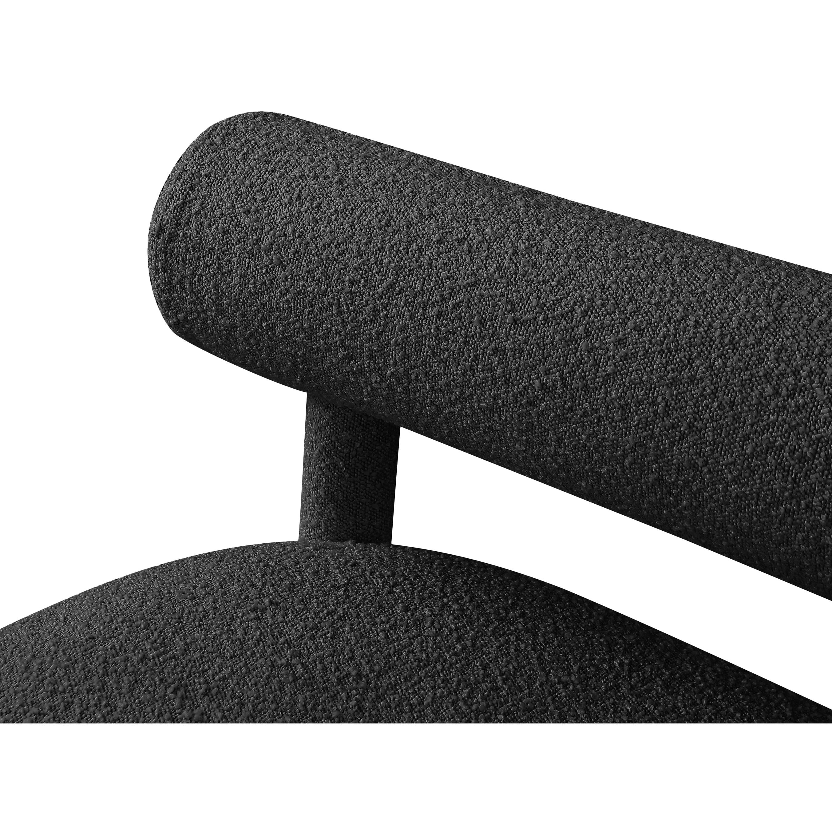 Meridian Parlor Black Boucle Fabric Bench