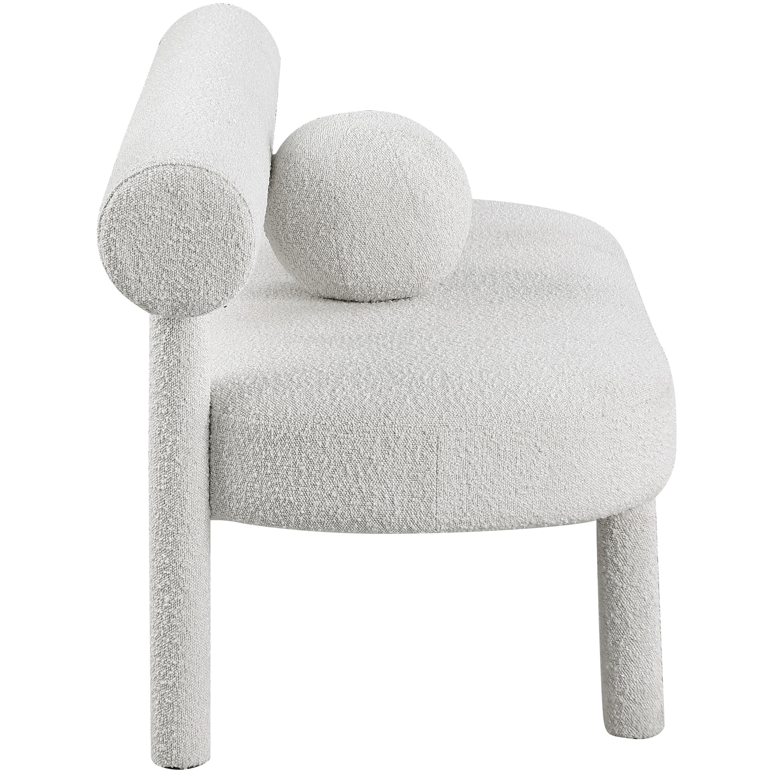 Meridian Parlor Cream Boucle Fabric Bench