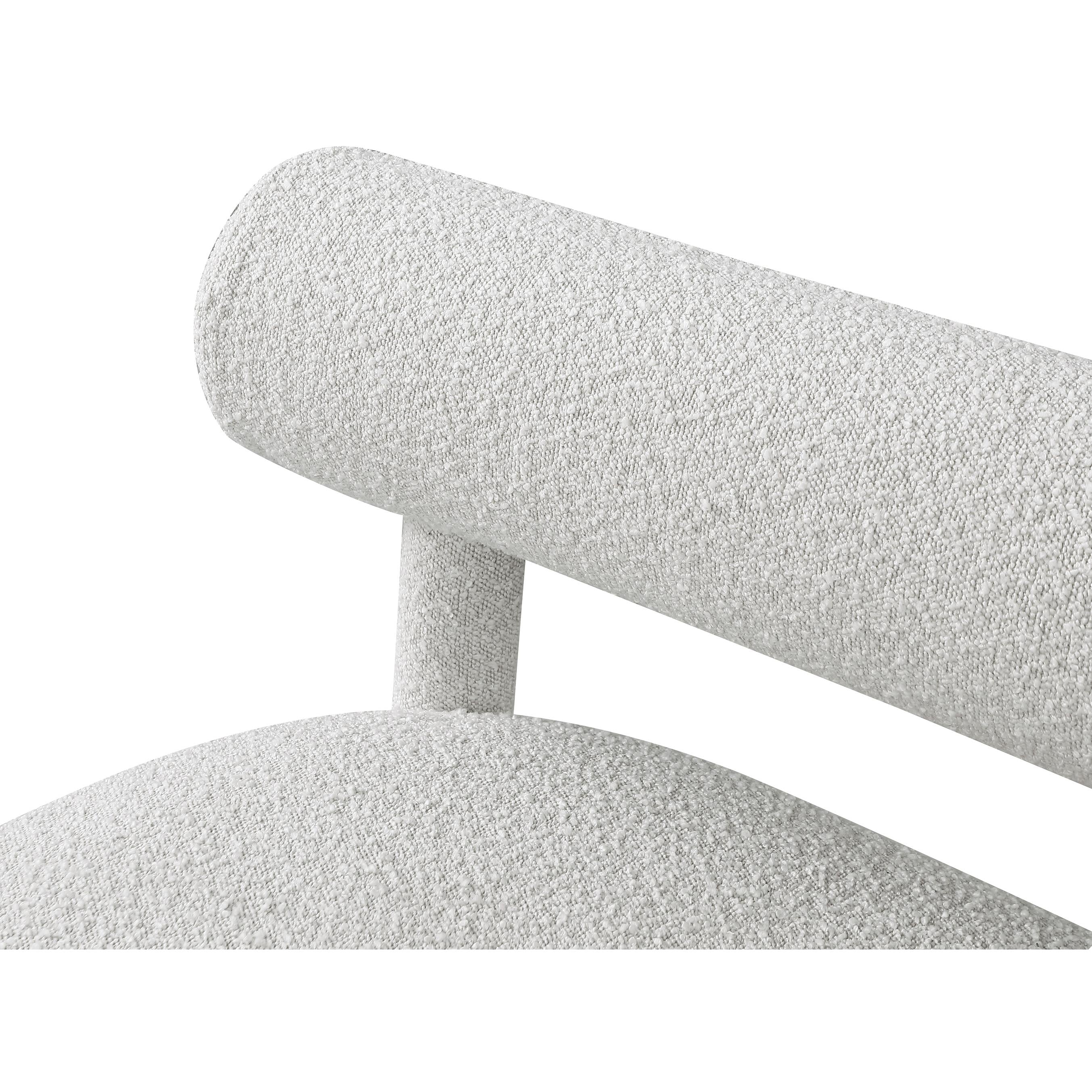 Meridian Parlor Cream Boucle Fabric Bench