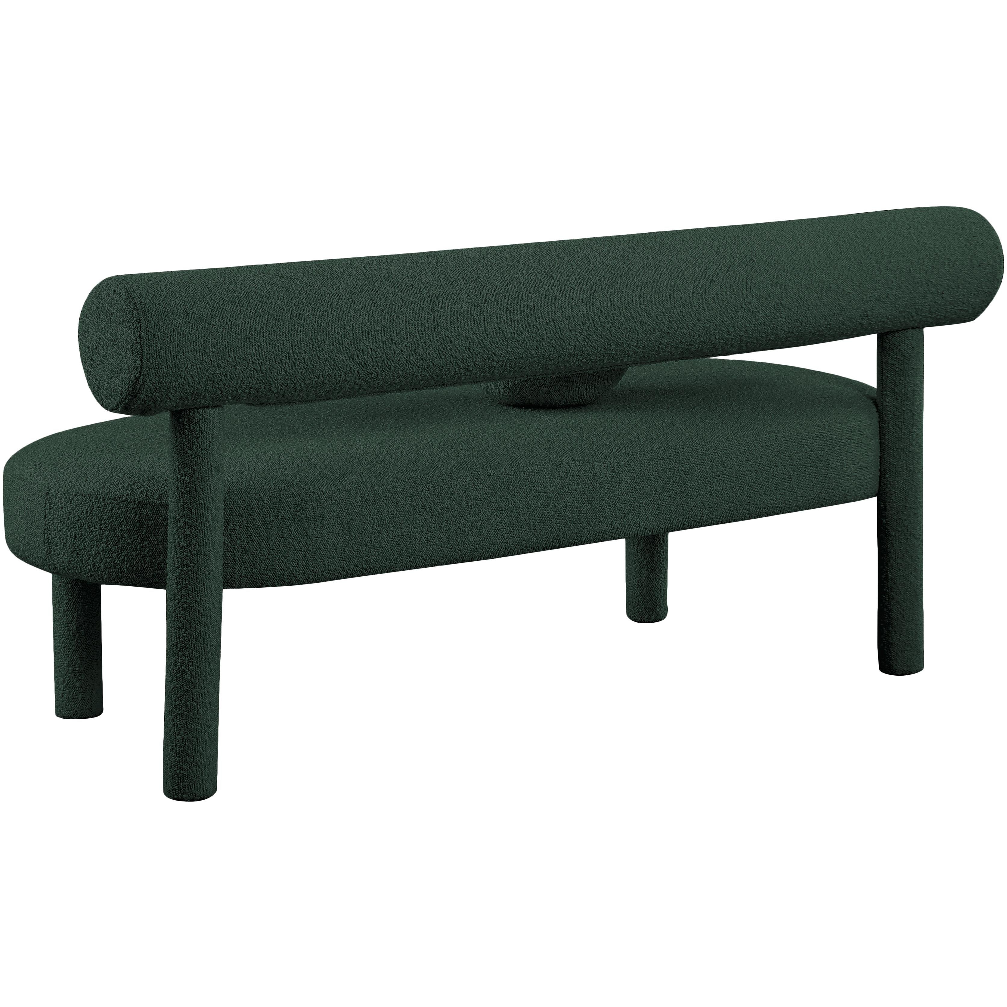 Meridian Parlor Green Boucle Fabric Bench