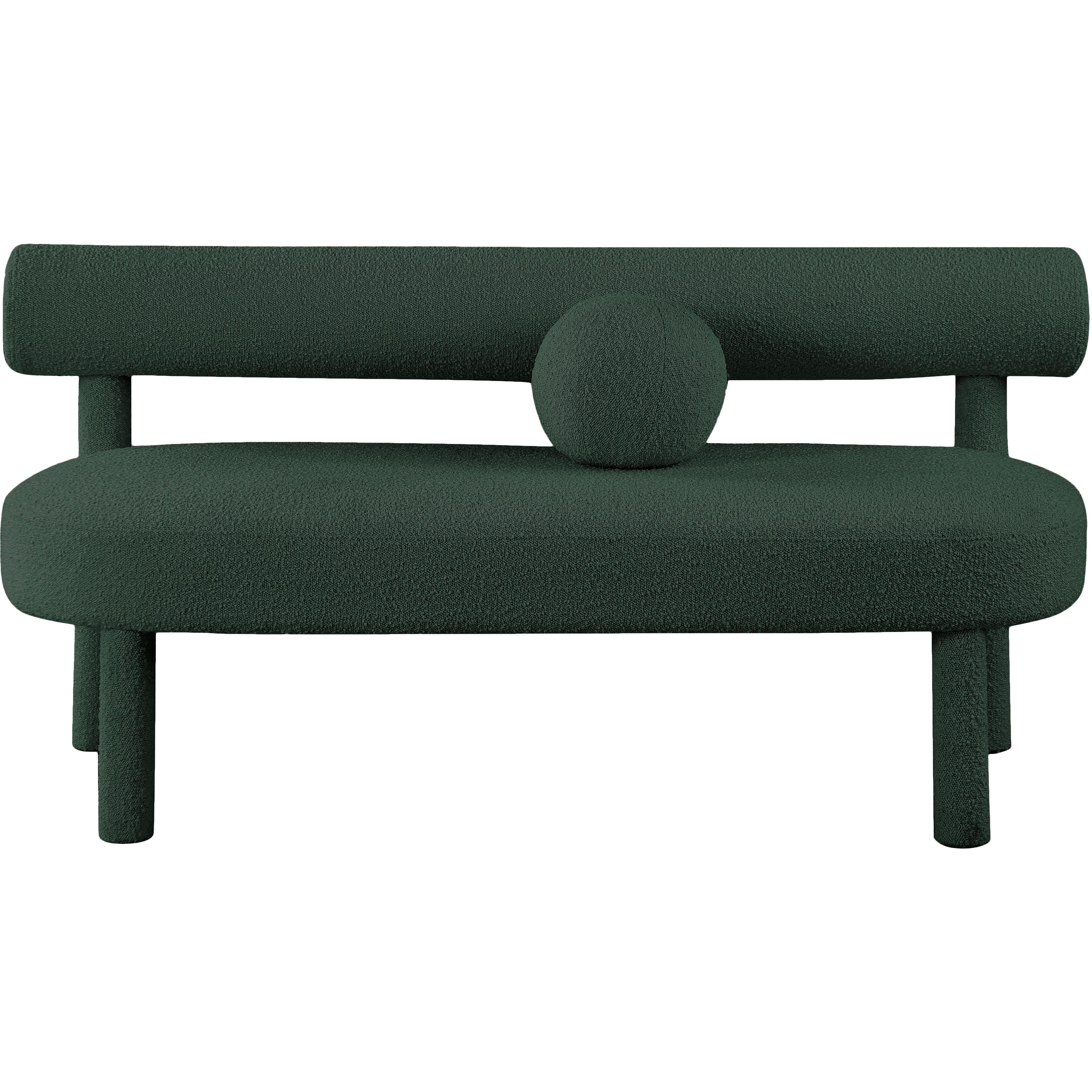 Meridian Parlor Green Boucle Fabric Bench