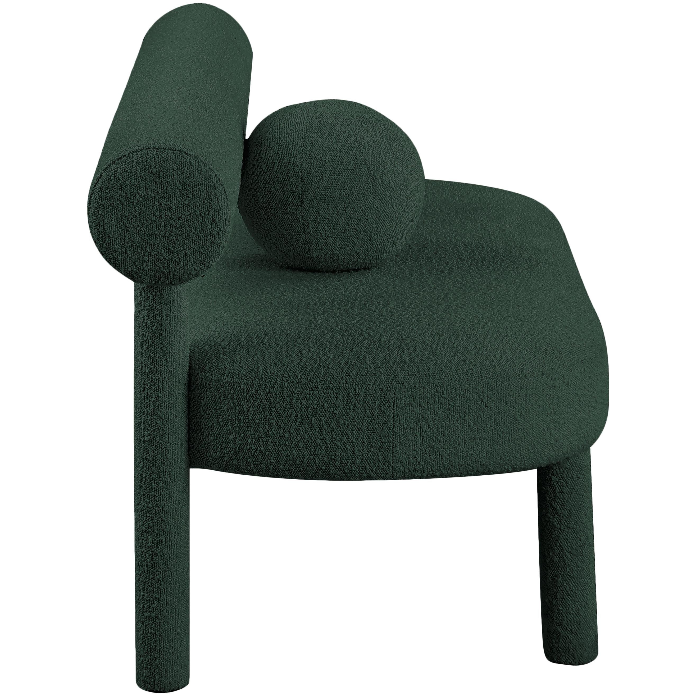 Meridian Parlor Green Boucle Fabric Bench